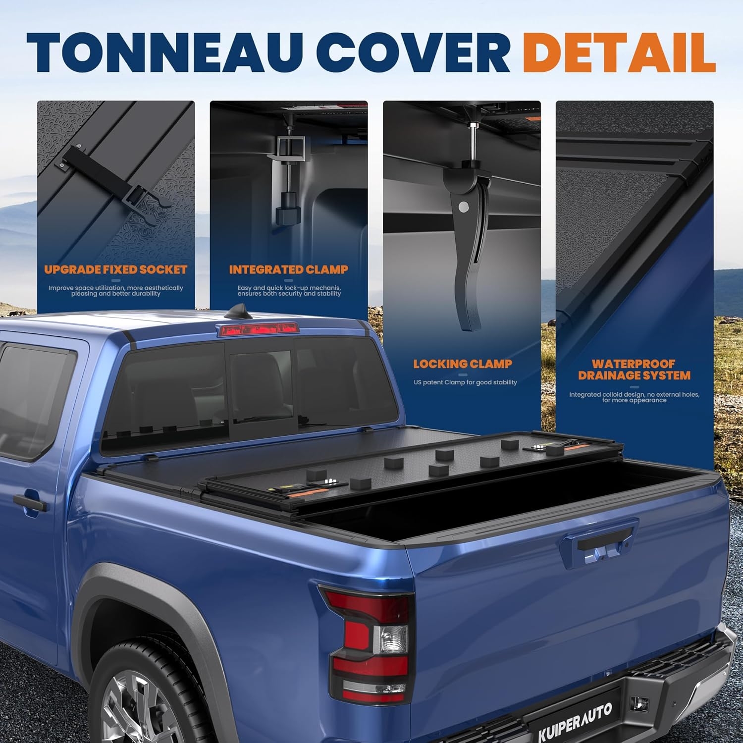 6 FT Soft 3-Folding Tonneau Cover Compatible for 2005-2025 Nissan Frontier Fleetside Truck Bed Cover Waterproof On Top Tri Fold 72inch - Image 14