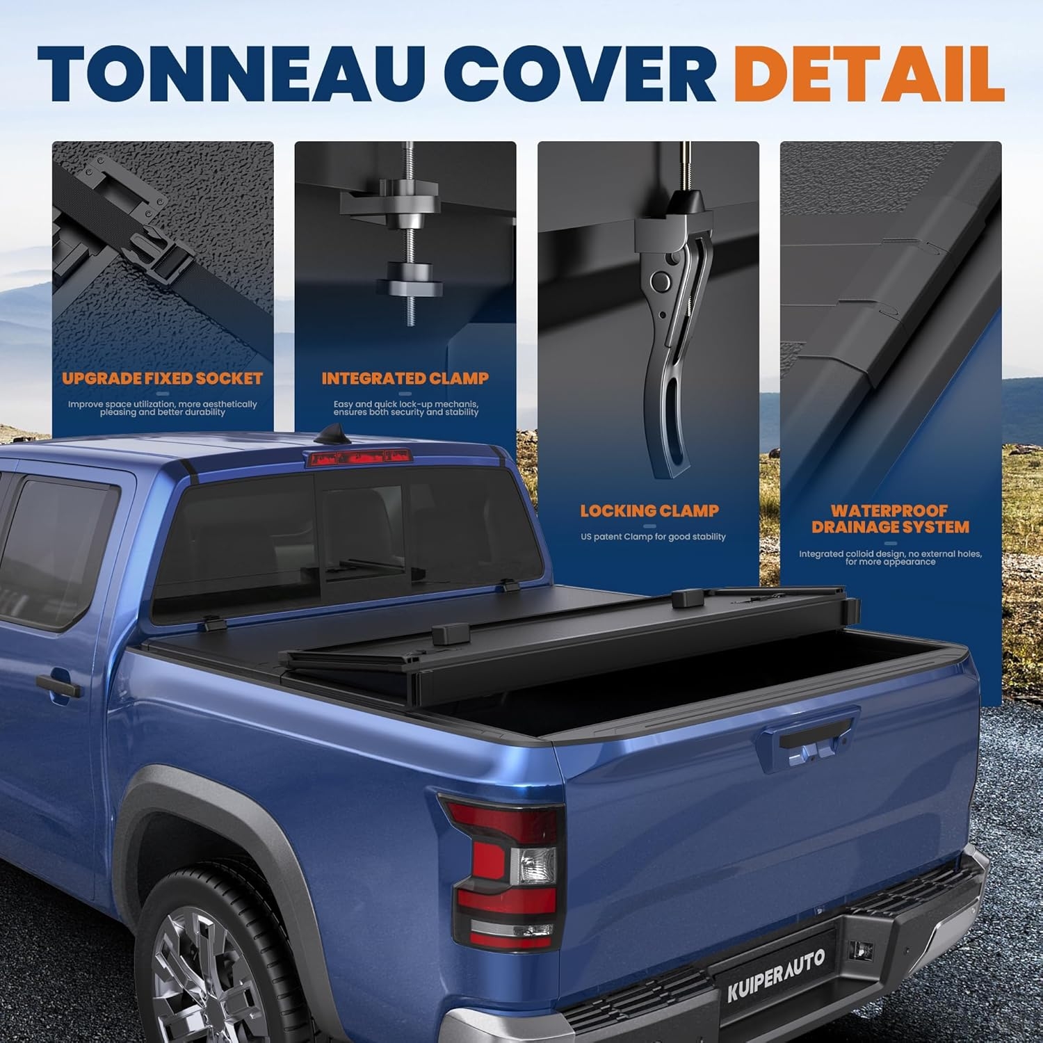 6 FT Soft 3-Folding Tonneau Cover Compatible for 2005-2025 Nissan Frontier Fleetside Truck Bed Cover Waterproof On Top Tri Fold 72inch - Image 17
