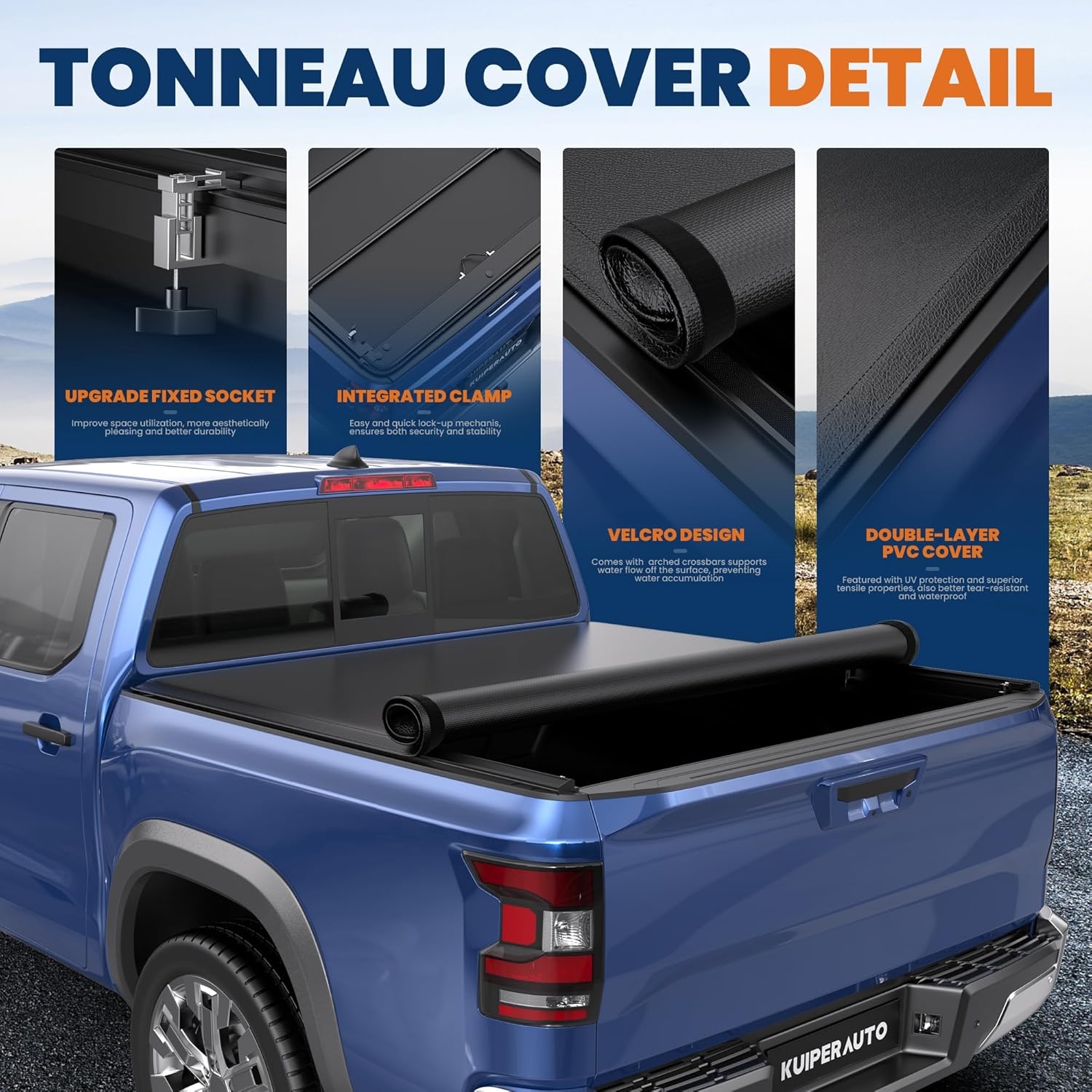 6 FT Soft 3-Folding Tonneau Cover Compatible for 2005-2025 Nissan Frontier Fleetside Truck Bed Cover Waterproof On Top Tri Fold 72inch - Image 22