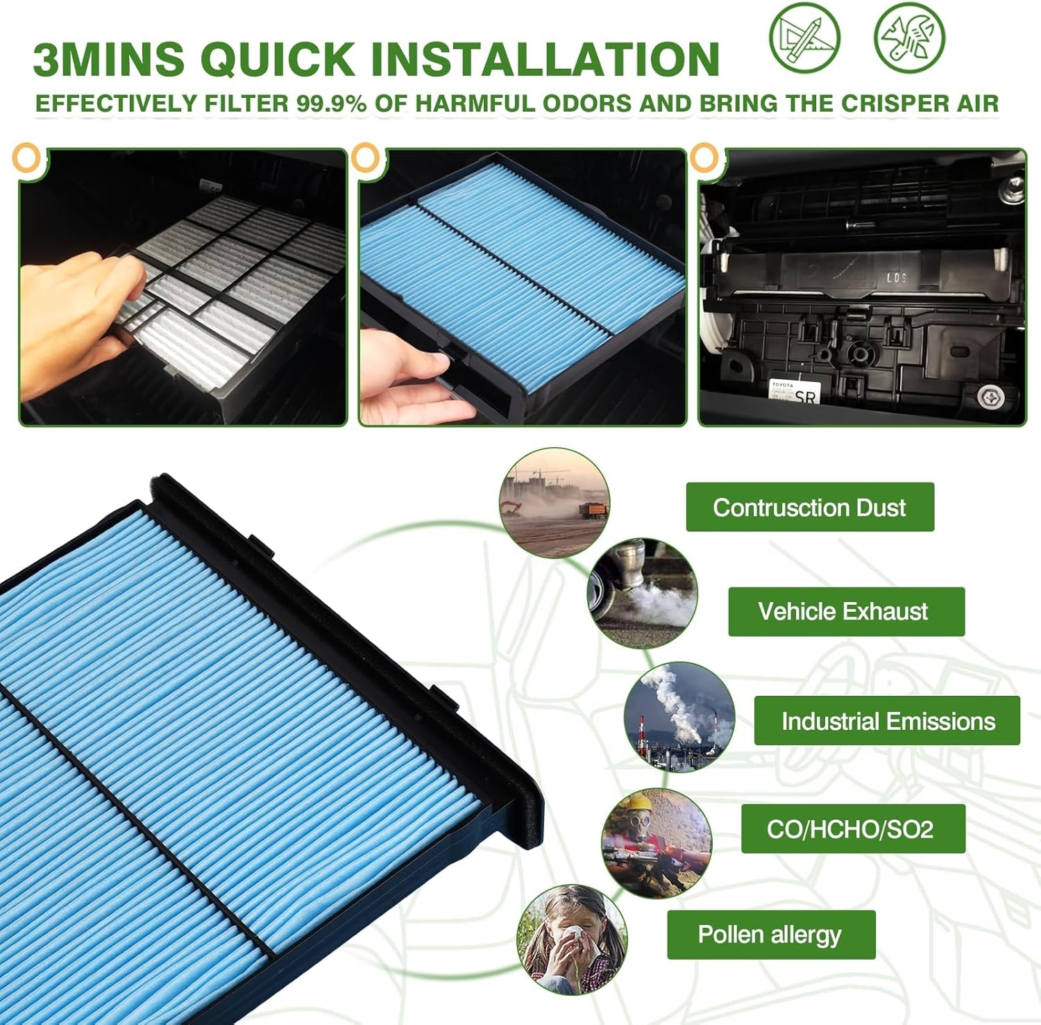 Cabin Air Filter & Engine Air Filter & Oil Filter Fit for Subaru Forester 2.5L 2026 2025 2024 2023 2022 2021 2020 2019 Replacement 72880-FL000 16546AA16A 15208AA21A Car Accessories - Image 6