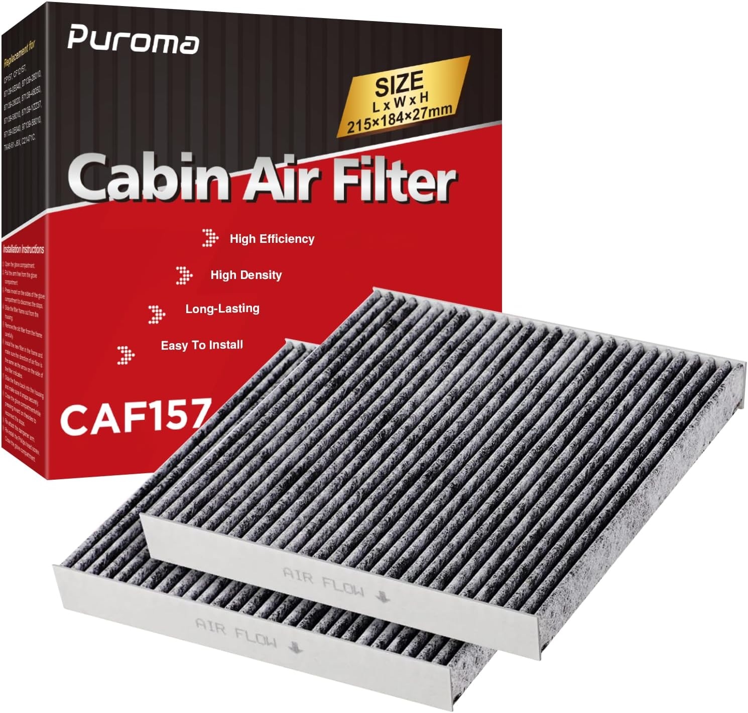 Puroma 1 Pack Cabin Air Filter with Activated Carbon, Replacement for CP157, CF12157, Select Lexus, Mazda, Subaru and Toyota Avalon, Camry, Corolla, Highlander, Prius, RAV4, Sienna, Venza - Image 8