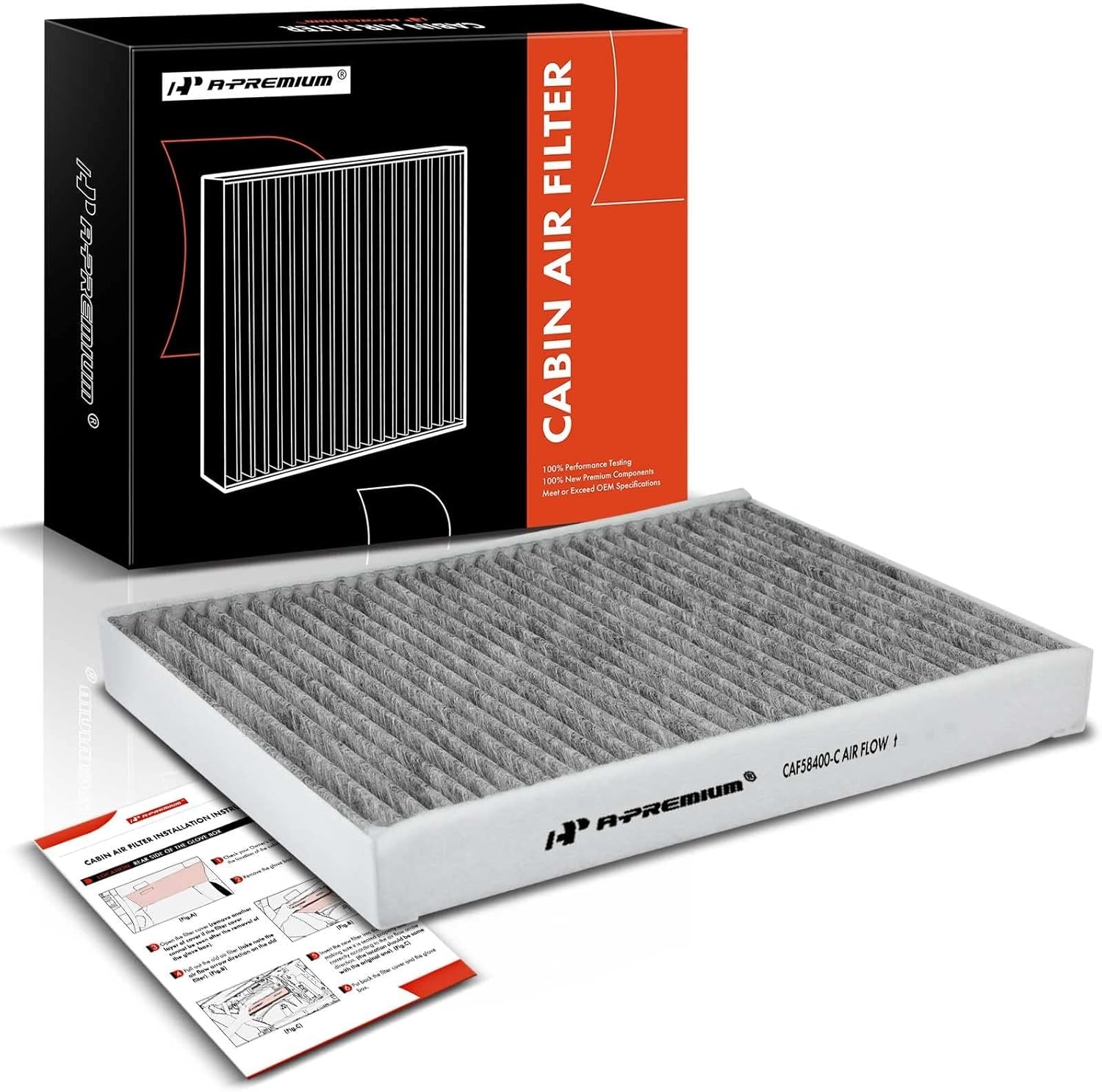 A-Premium Cabin Air Filter with Activated Carbon Compatible with Volvo XC60, XC90, S60, S80, V60, V70, XC70, V60 Cross Country ; Land Rover Range Rover Evoque, Discovery Sport, LR2 & Jaguar E-Pace