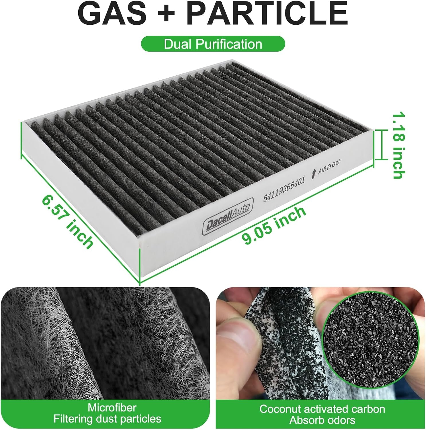 2pcs Cabin Air Filter Set for BMW 530i, 530i xDrive, X5, X6, X7, 530e, 540i, 540i xDrive, 740i, 750i, 750Li xDrive, 840i, Alpina B7, M5, M550i xDrive, M8, Replace 64119366401 - Image 4