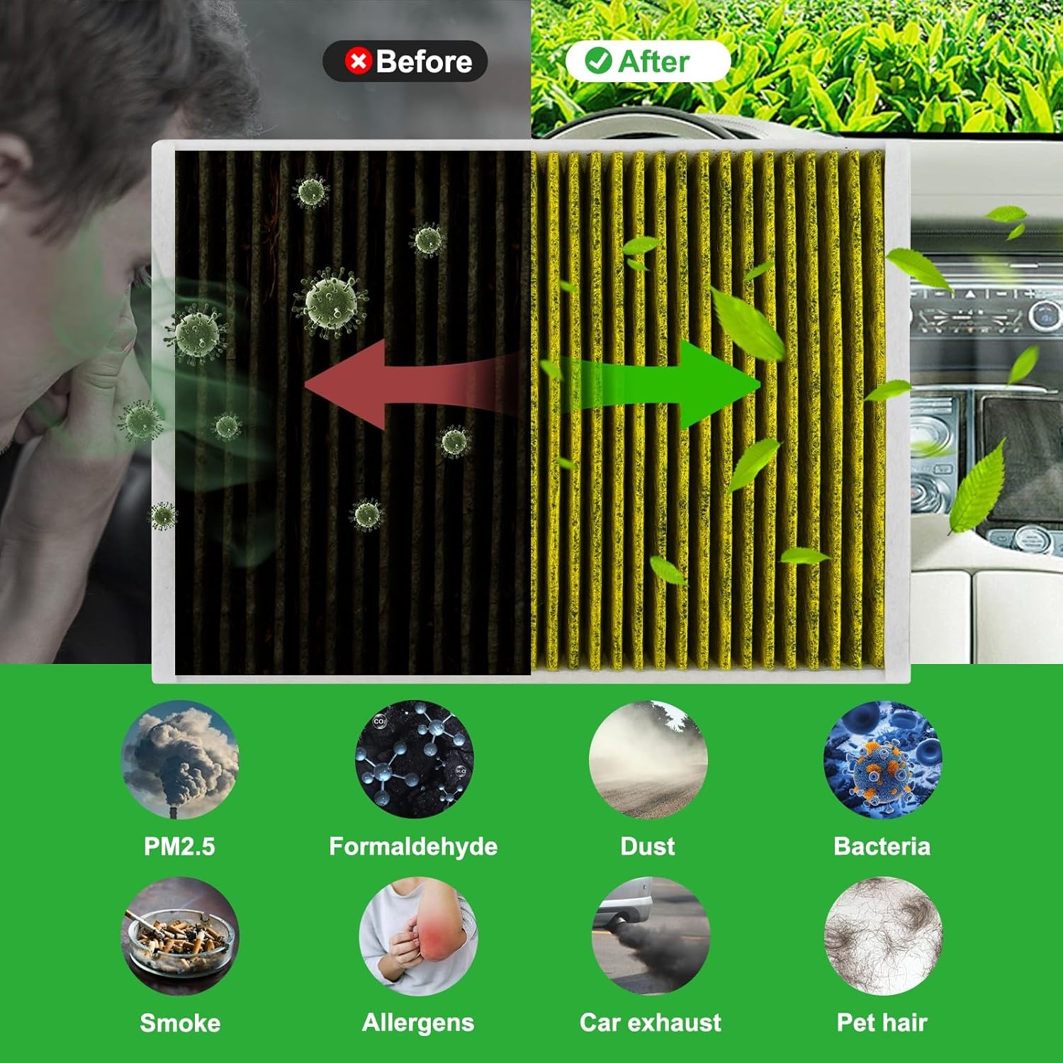 2pcs Cabin Air Filter Set for BMW 530i, 530i xDrive, X5, X6, X7, 530e, 540i, 540i xDrive, 740i, 750i, 750Li xDrive, 840i, Alpina B7, M5, M550i xDrive, M8, Replace 64119366401 - Image 34