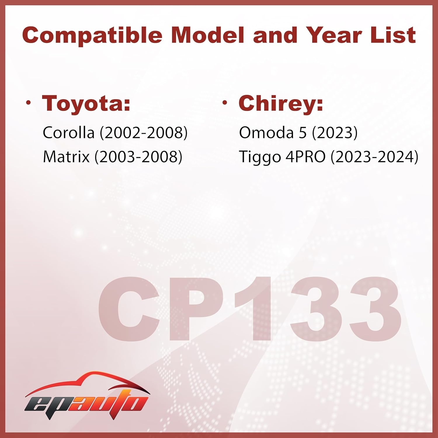 EPAuto CP133 (CF10133) Premium Cabin Air Filter include Activated Carbon Compatible with Toyota Corolla (2002~2008), Matrix (2003-2008) - Image 2