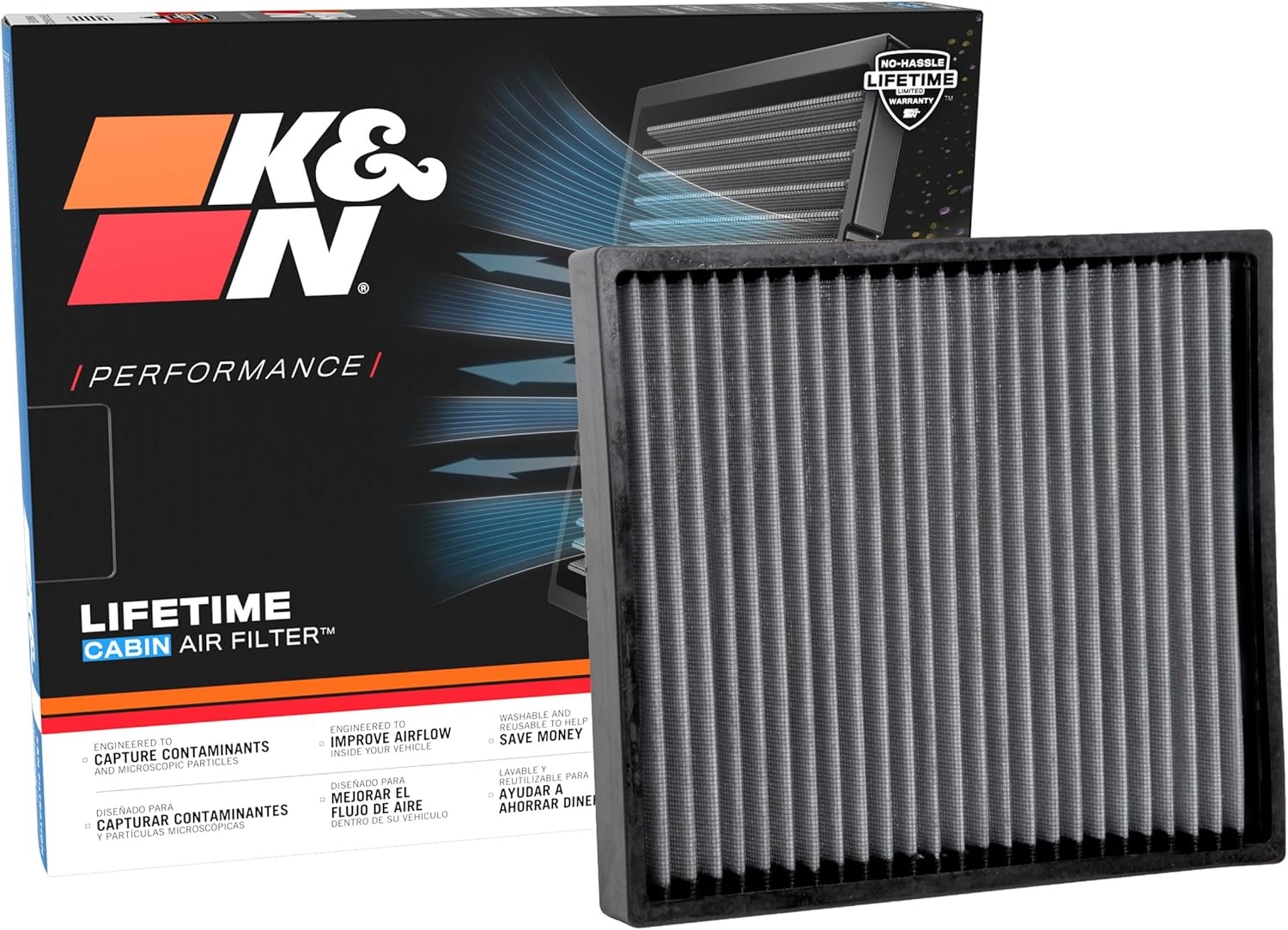 K&N LIFETIME Cabin Air Filter: Premium, Washable, Clean Air for your Cabin: Compatible with 2009-2024 Genesis/Hyundai/KIA: G80, G70, G90, Nexo, Santa Fe, Carnival, Sedona, Stinger, Telluride, VF2061