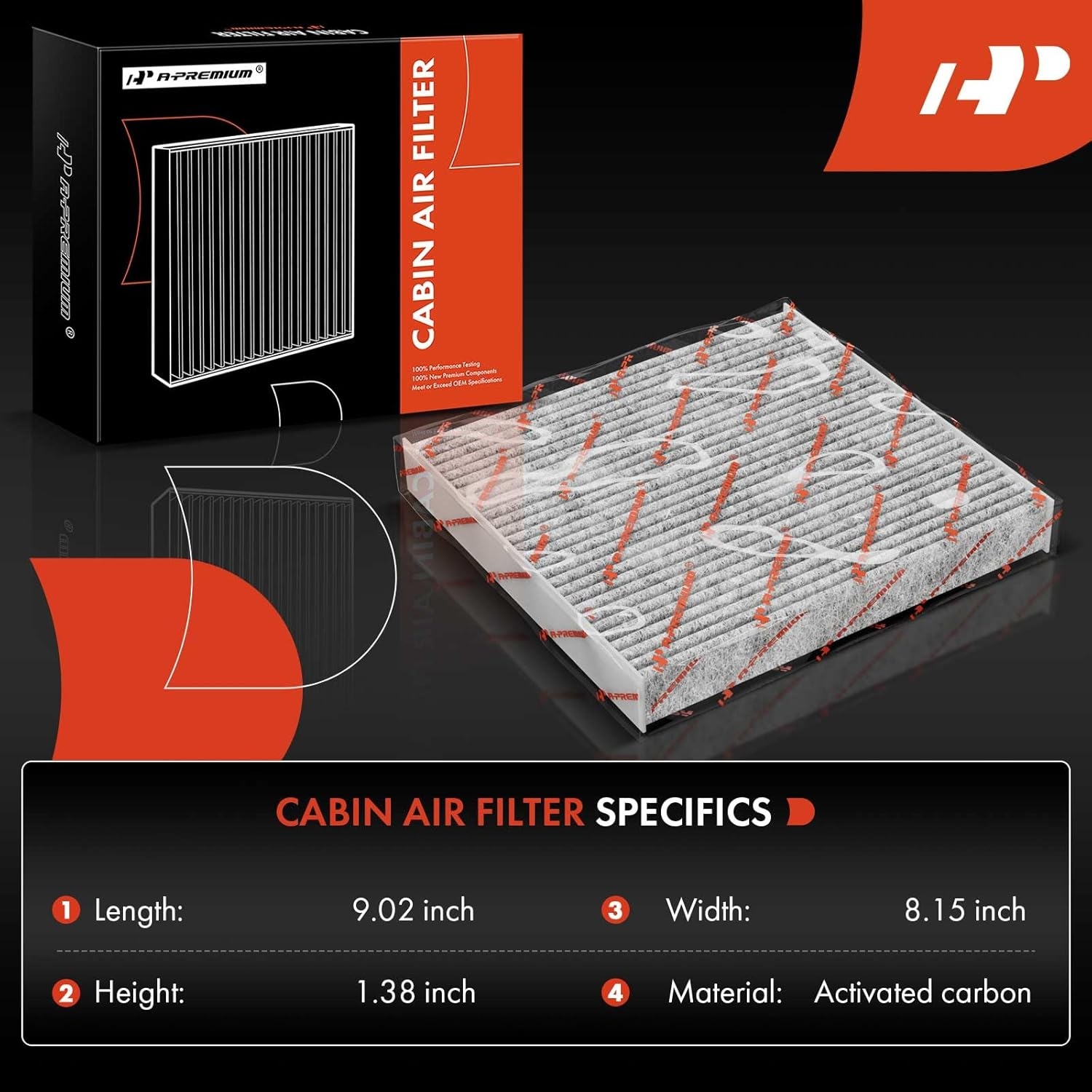 A-Premium Cabin Air Filter with Activated Carbon Compatible with Lexus Models - GS200T, GS350, GS450H, IS200T, IS250, IS300, IS350, IS500, RC200T, RC300, RC350, GS F - Image 2