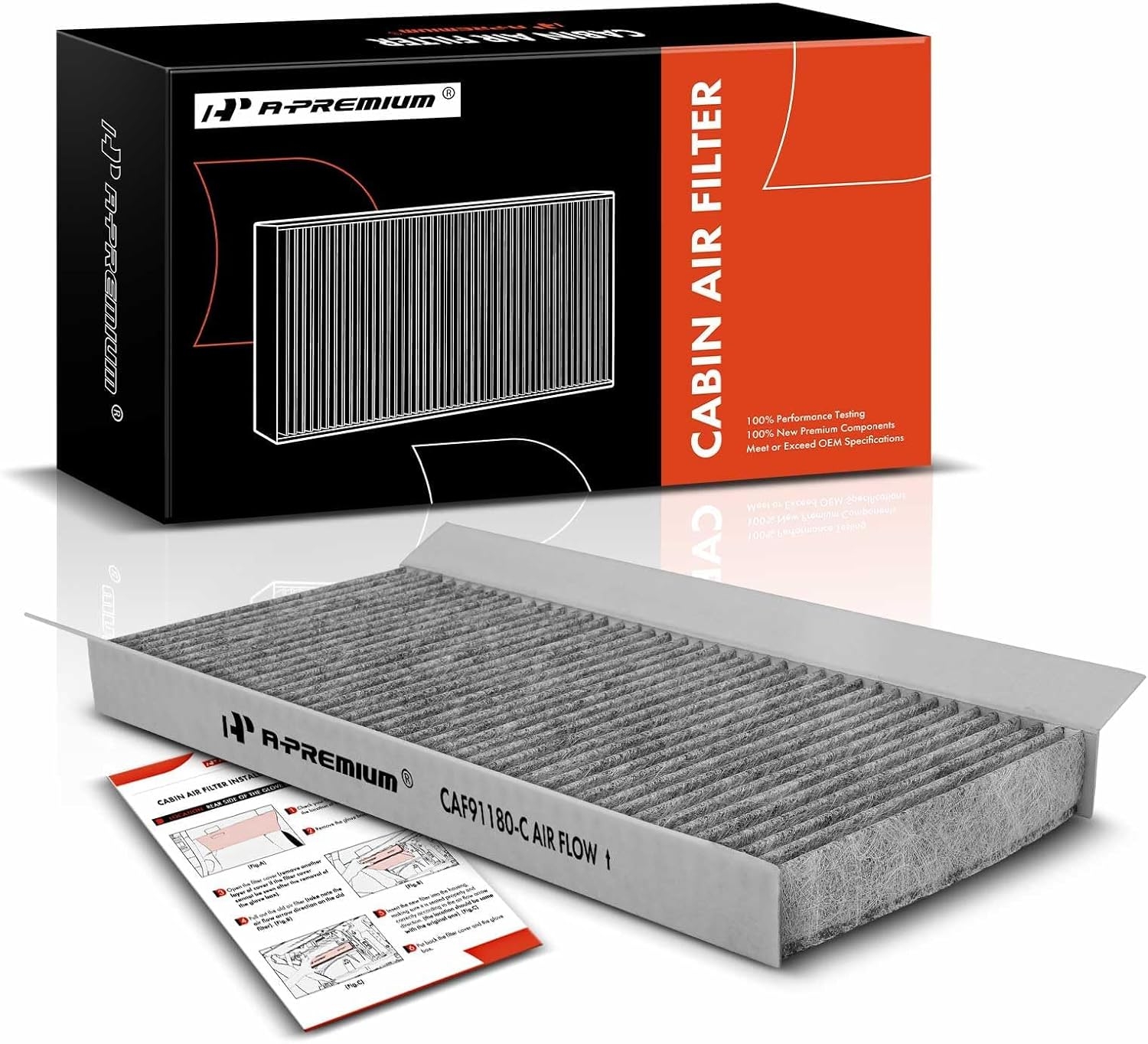 A-Premium Cabin Air Filter with Activated Carbon Compatible with Ford Focus 2000-2007, Escort 2000-2003, Transit Connect 2010-2013