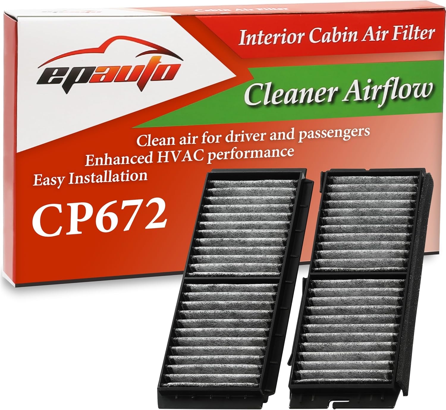 EPAuto CP672 (CF11672) Cabin Air Filter Compatible with Mazda 3 (2010-2013), Mazda 3 Sport (2010-2013) includes Activated Carbon