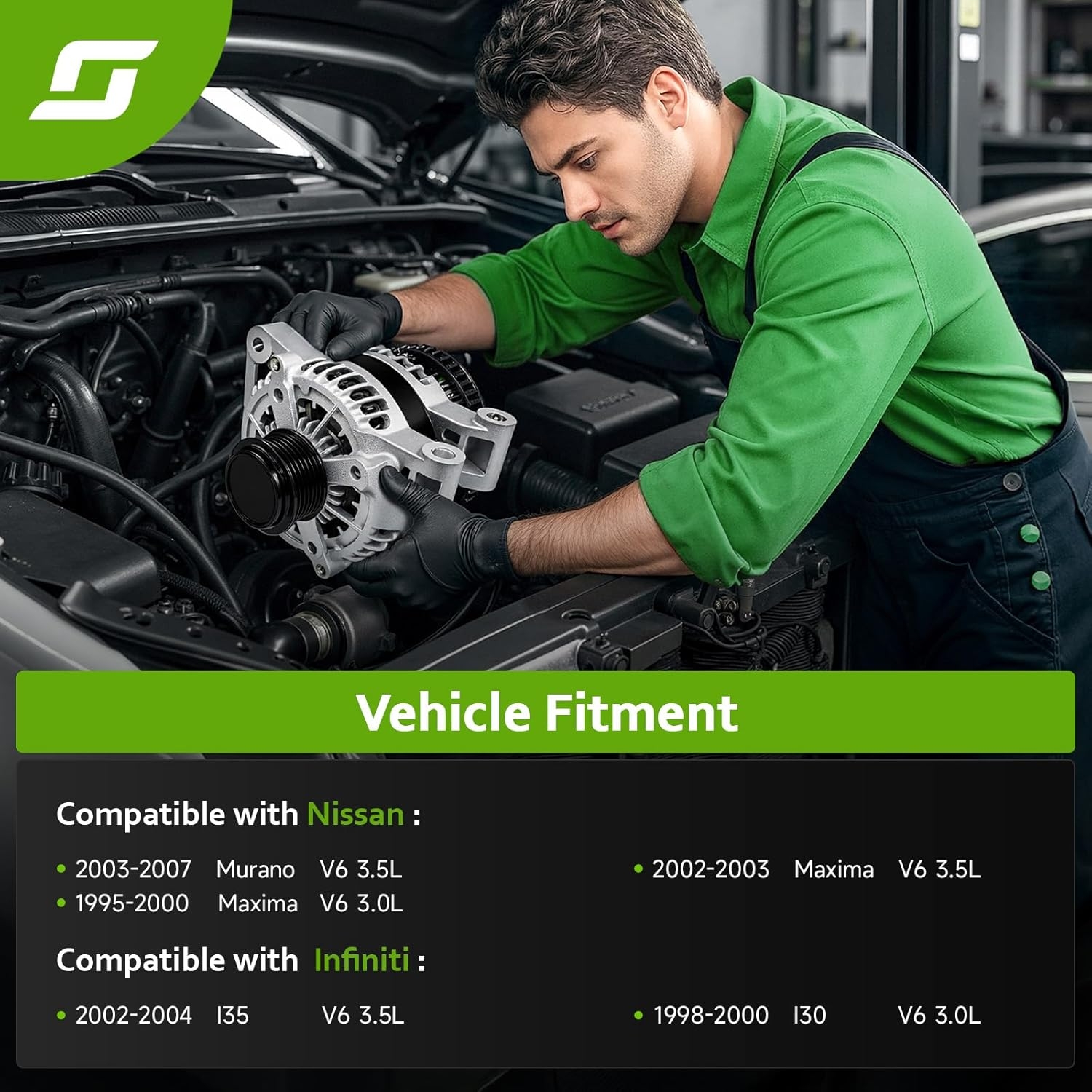 New Alternator Replacement for Nissan 03-07 Murano 3.5, 02-03 Maxima 3.5, 1995-2000 Maxima 3.0, 2002-2004 Infiniti I35 3.5, 1998-2000 I30 3.0, 13826 13639 LR11107 23100-0L701 AHI0018 40044006 40044021 - Image 3