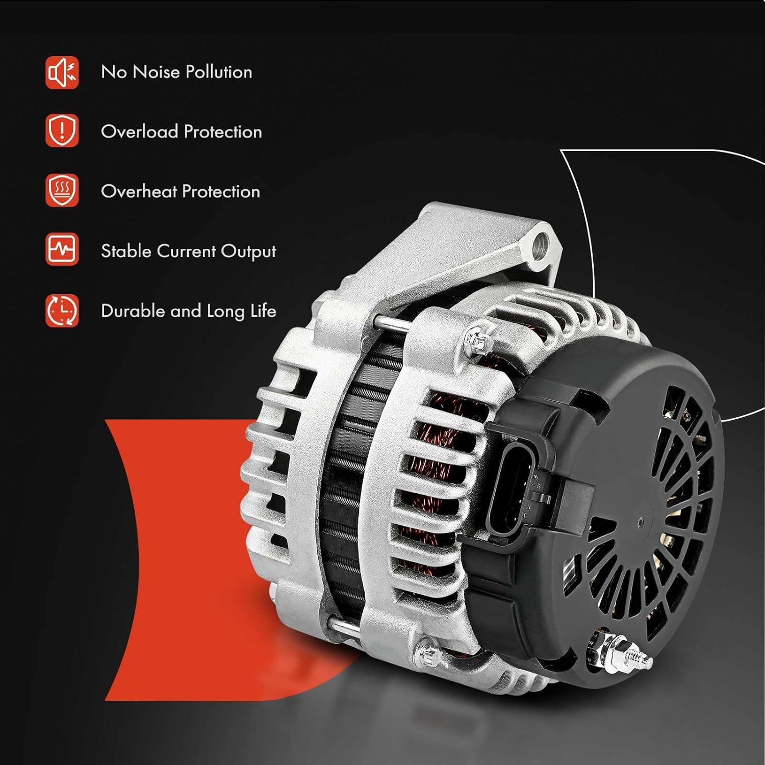 A-Premium Alternator Compatible with Volvo XC60 10-16, XC90 07-14, S60 11-16, S80 07-15, V60 15-16, V70 08-10, 180Amp 12V Counterclockwise, Replace 0121715009, 0125811051 - Image 6