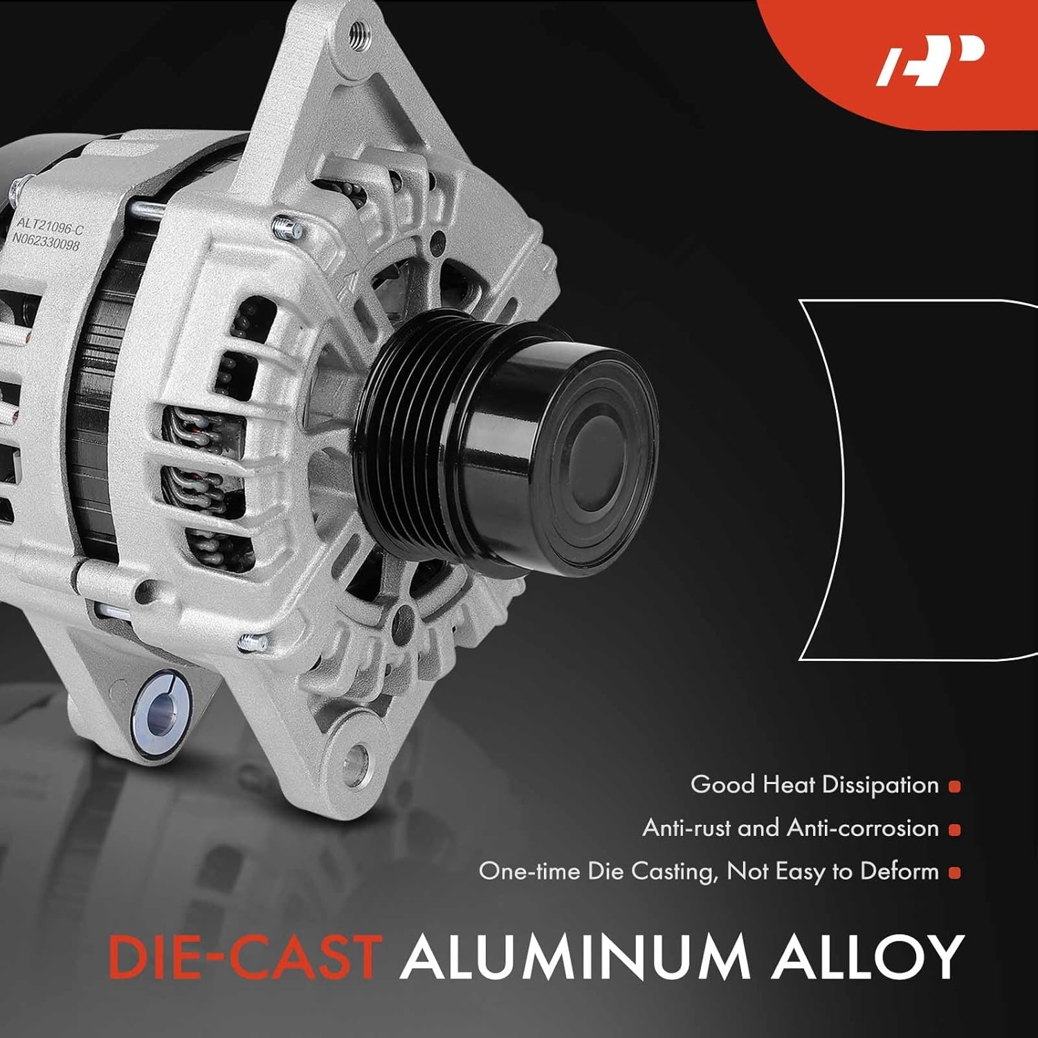A-Premium Alternator Compatible with Kia Soul 2017-2019, Rio 2018-2019, Seltos 2021 - Hyundai Accent 2018-2019, 1.6L, 12V 130A 6-Groove Clutch Pulley Clockwise, Replace 2626125, 373002B970 - Image 4