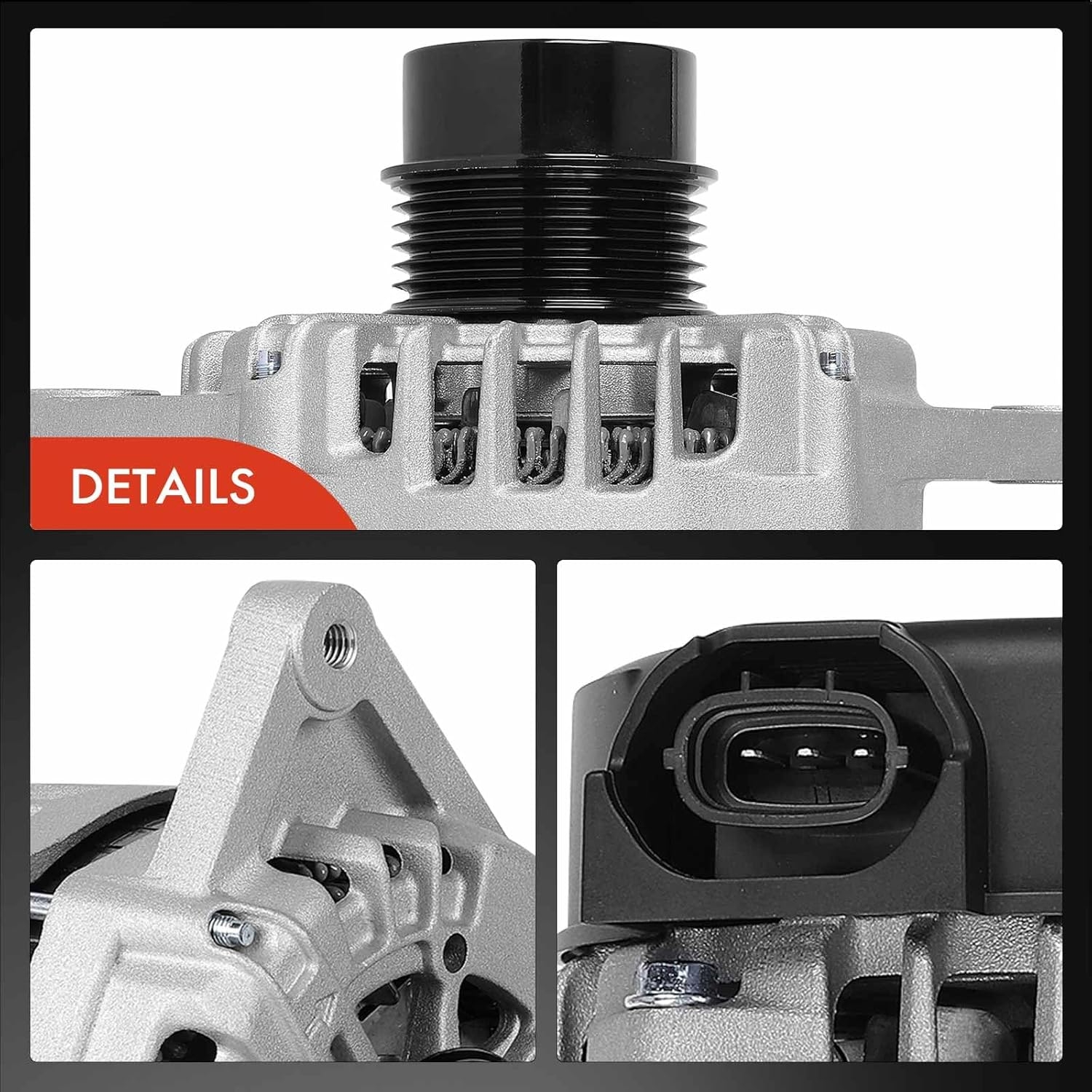 A-Premium Alternator Compatible with Kia Soul 2017-2019, Rio 2018-2019, Seltos 2021 - Hyundai Accent 2018-2019, 1.6L, 12V 130A 6-Groove Clutch Pulley Clockwise, Replace 2626125, 373002B970 - Image 8