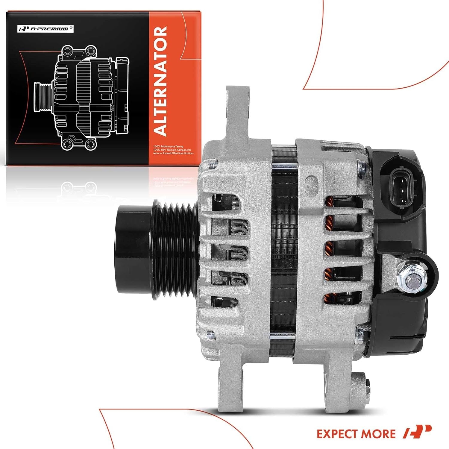 A-Premium Alternator Compatible with Kia Soul 2017-2019, Rio 2018-2019, Seltos 2021 - Hyundai Accent 2018-2019, 1.6L, 12V 130A 6-Groove Clutch Pulley Clockwise, Replace 2626125, 373002B970 - Image 9