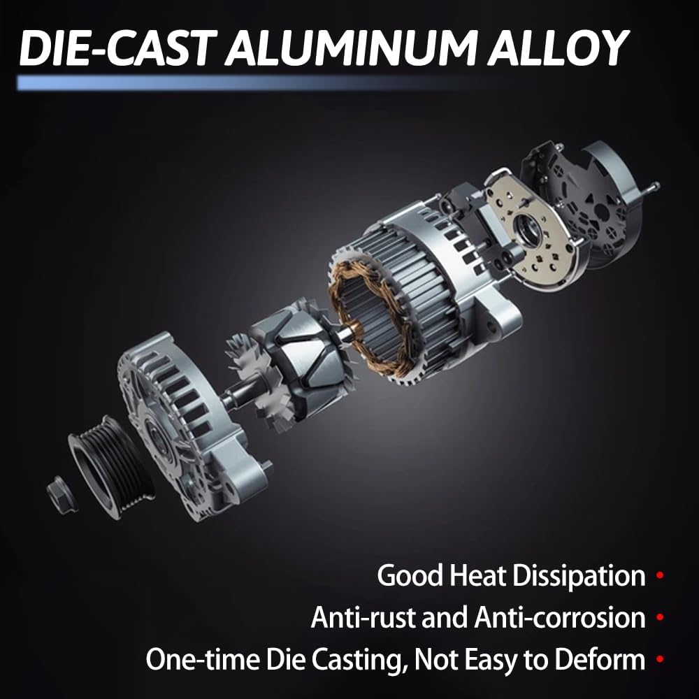 Alternator Replace 37300-3L060 Compatible with Hyundai Palisade 2020-2025 3.8L V6 Compatible with Kia Telluride 2020-2024 3.8L V6 13.5V 180A 6-Groove Pulley Clockwise - Image 6