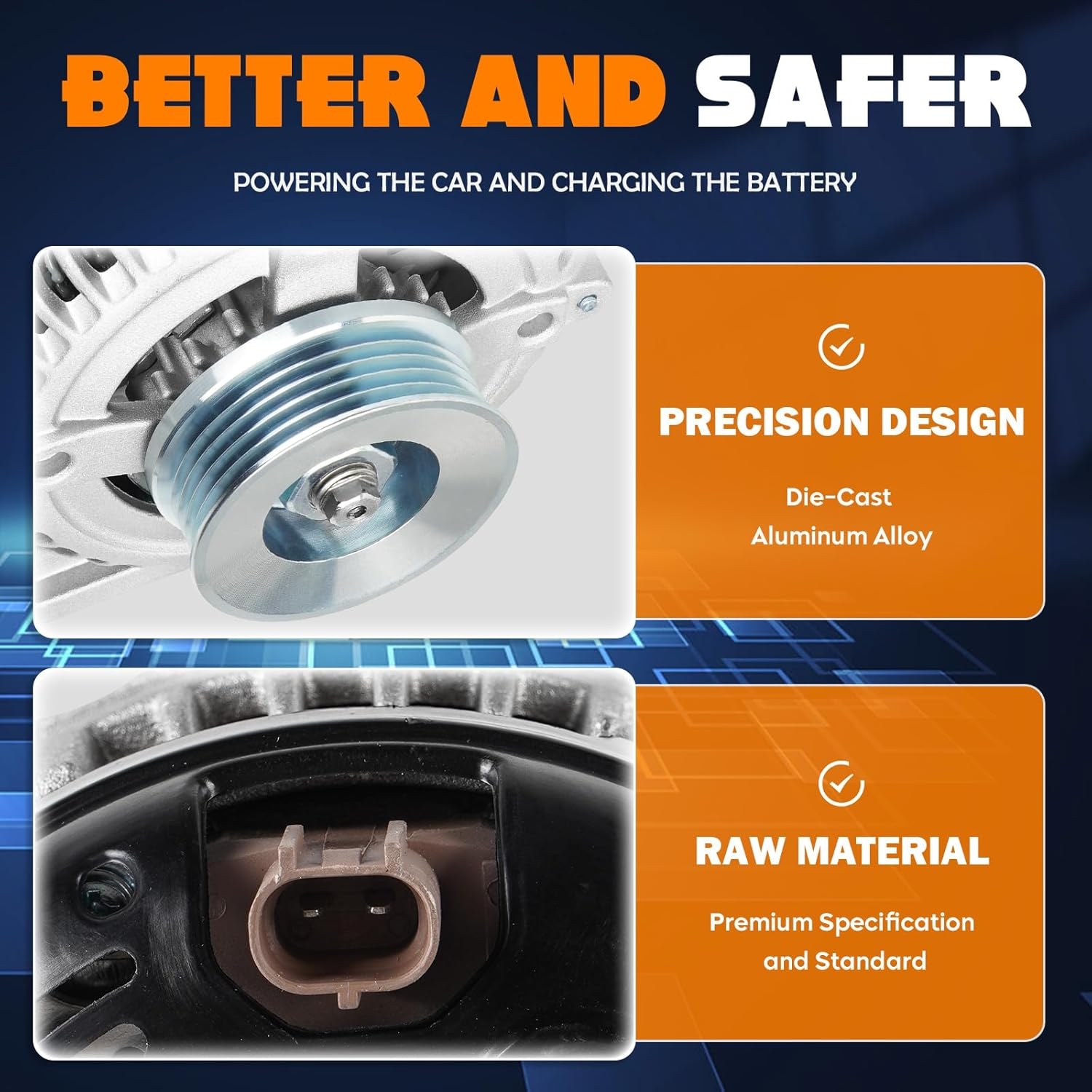 New Alternator Compatible with 5.9 5.9L 2001-2003 Dodge Durango, 2002 2003 Ram 1500 2500 3500, 130 Amp 12V CW, 56029701AA 421000-0111 421000-0113 13914 AND0292 - Image 3