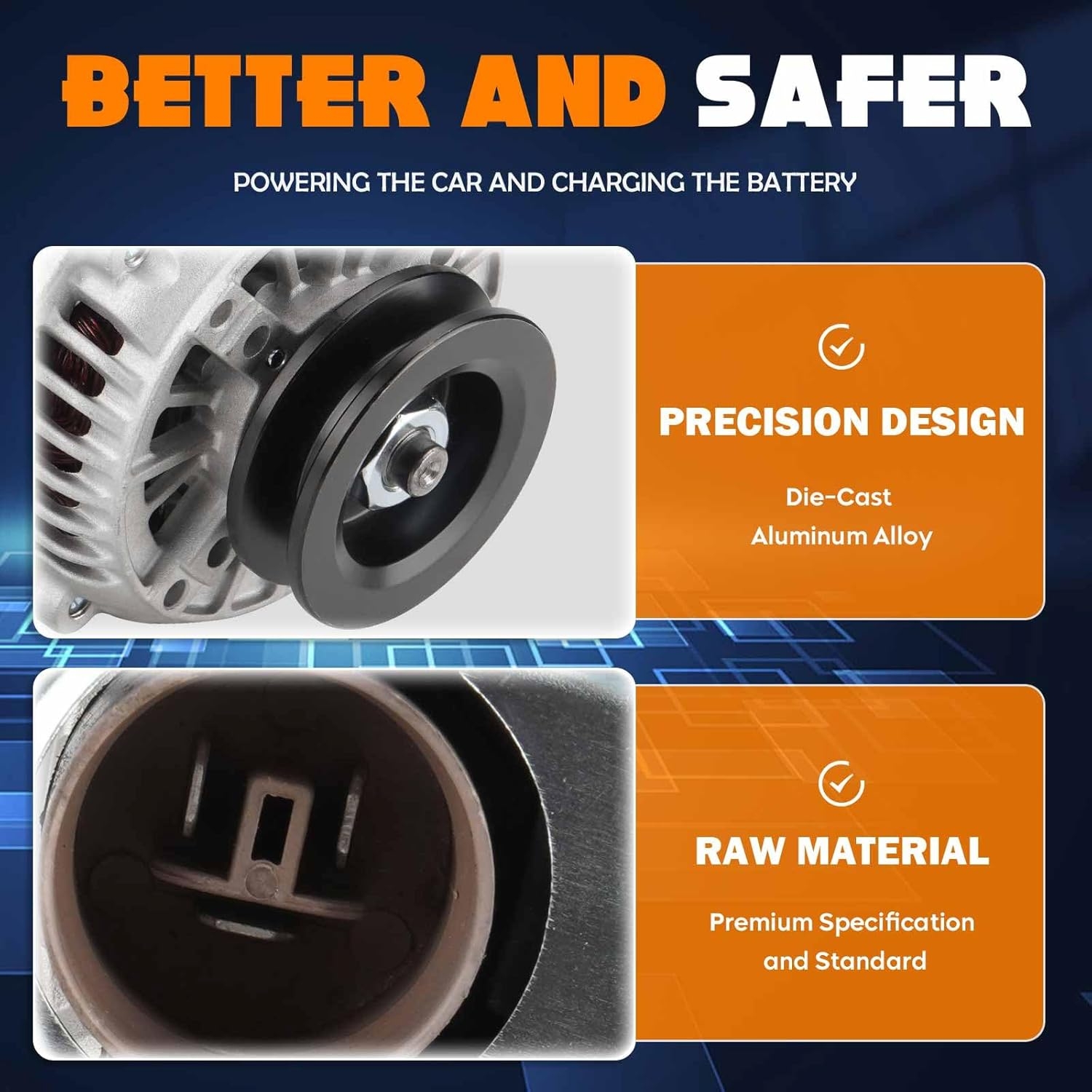 New Alternator 2.4L Fit for Toyota 4Runner 1985-1991, for Toyota 4Runner 1992 (Automatic Transmission), for Toyota Celica 1985, for Toyota Pickup 1985-1991, 70 Amp 12V CW, 334-1685 AND0079 113077 - Image 3