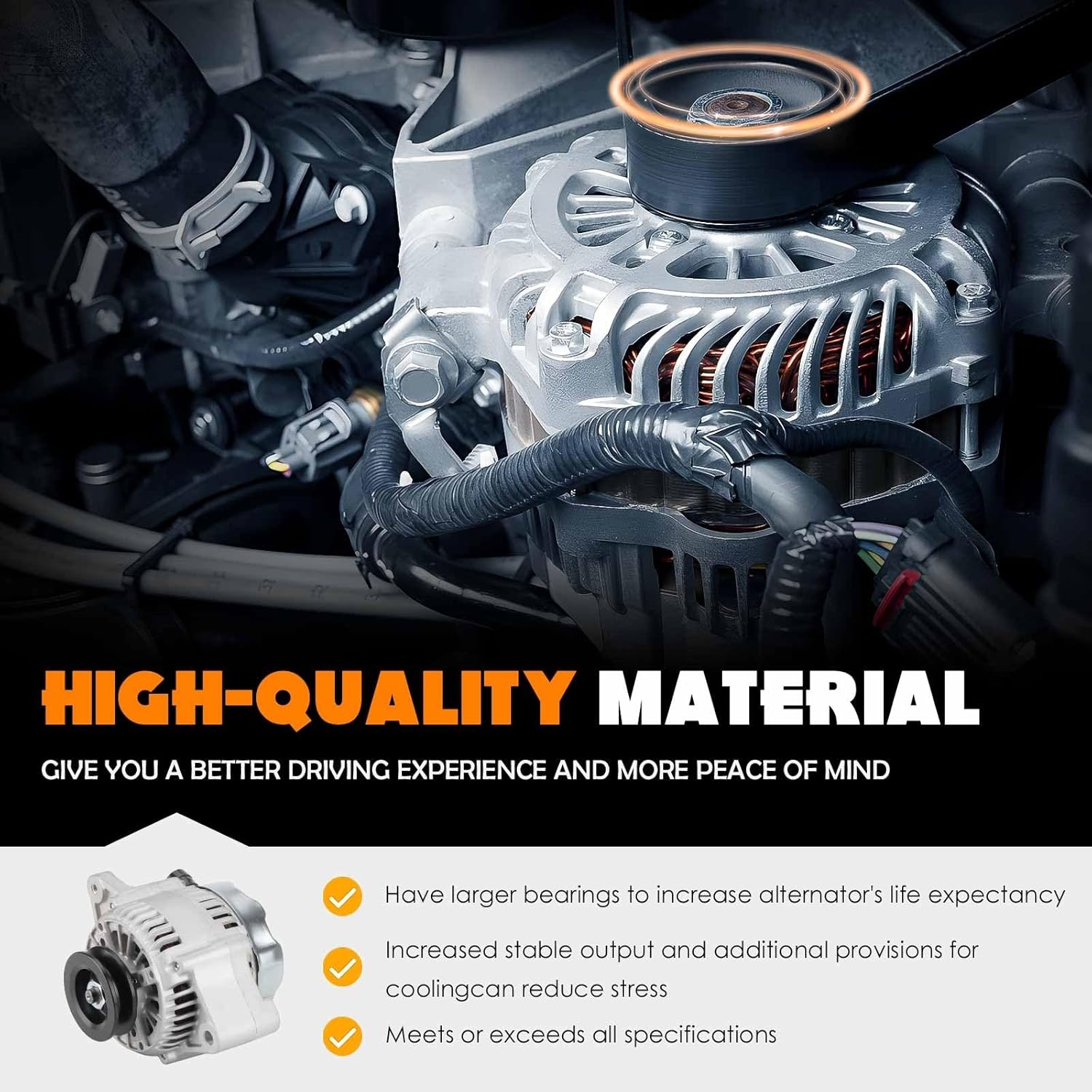 New Alternator 2.4L Fit for Toyota 4Runner 1985-1991, for Toyota 4Runner 1992 (Automatic Transmission), for Toyota Celica 1985, for Toyota Pickup 1985-1991, 70 Amp 12V CW, 334-1685 AND0079 113077 - Image 6