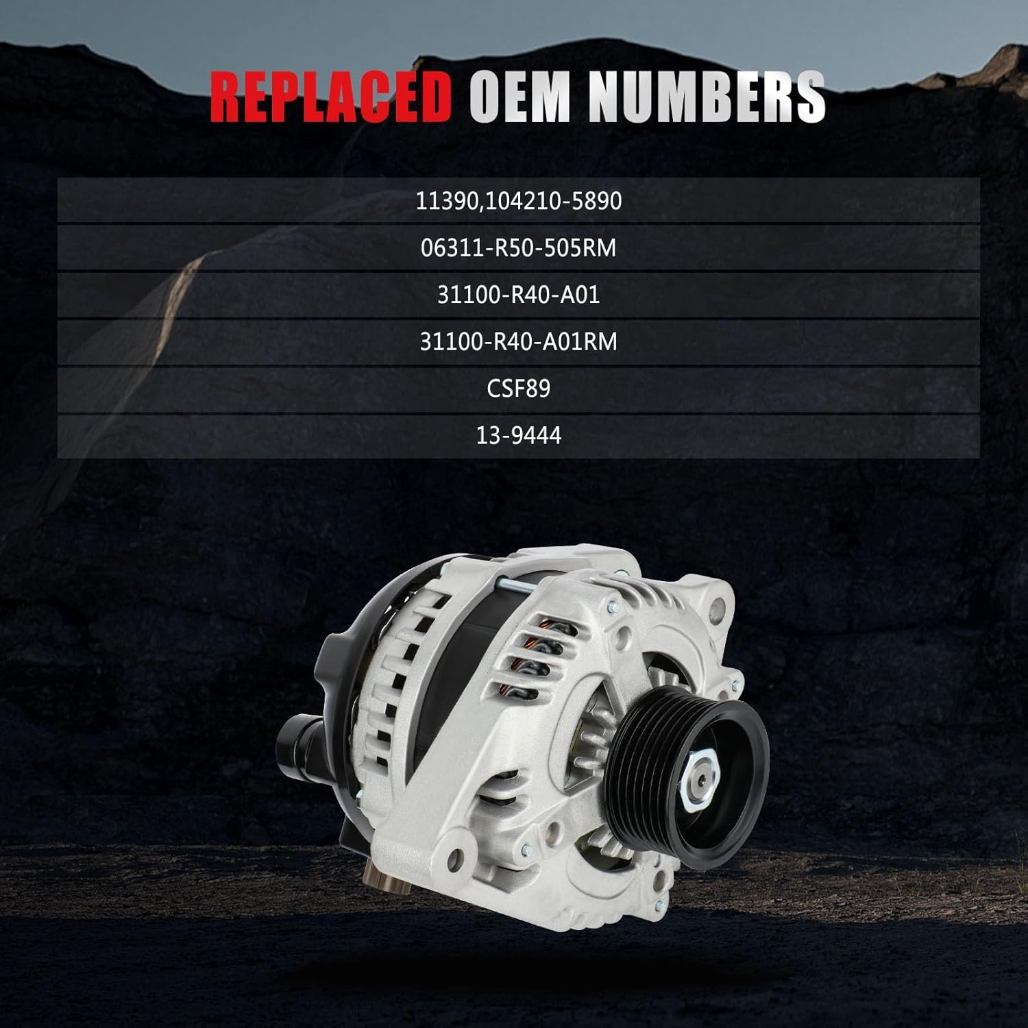 New Alternator Compatible for Honda for Accord 2.4L 2008-2012 for Acura for TSX 2.4L 2011-2013, 130Amp/12Volt High Output Alternator Replaces 31100-R40-A01RM 104210-5890 - Image 3