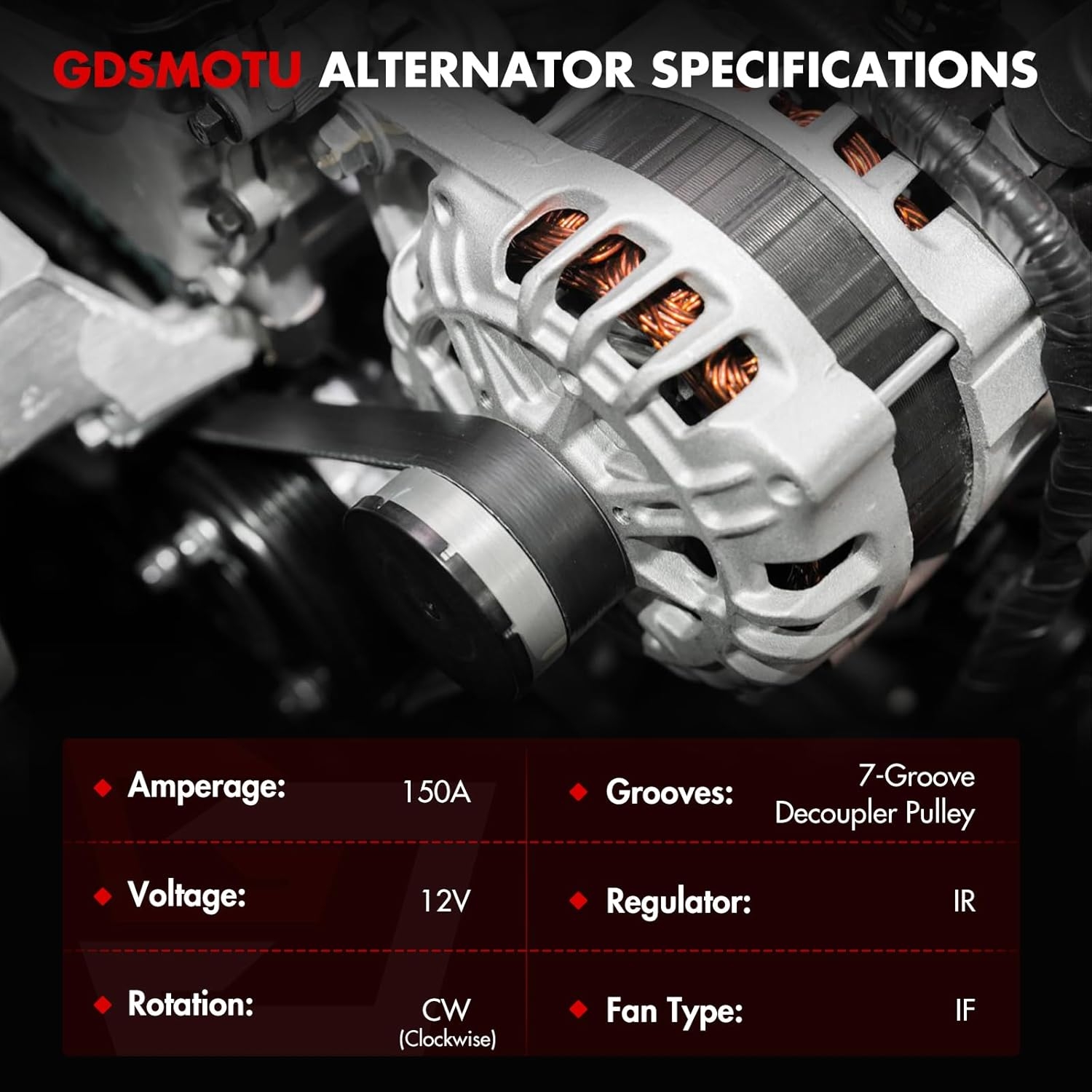 Alternator Compatible for Lexus for GS300 V6 3.0L 2006 for Lexus for GS350 V6 3.5L 2007 2009-2011 for Lexus for IS250 V6 2.5L 2006-2011, Replaces 27060-31060 104210-2050 - Image 2