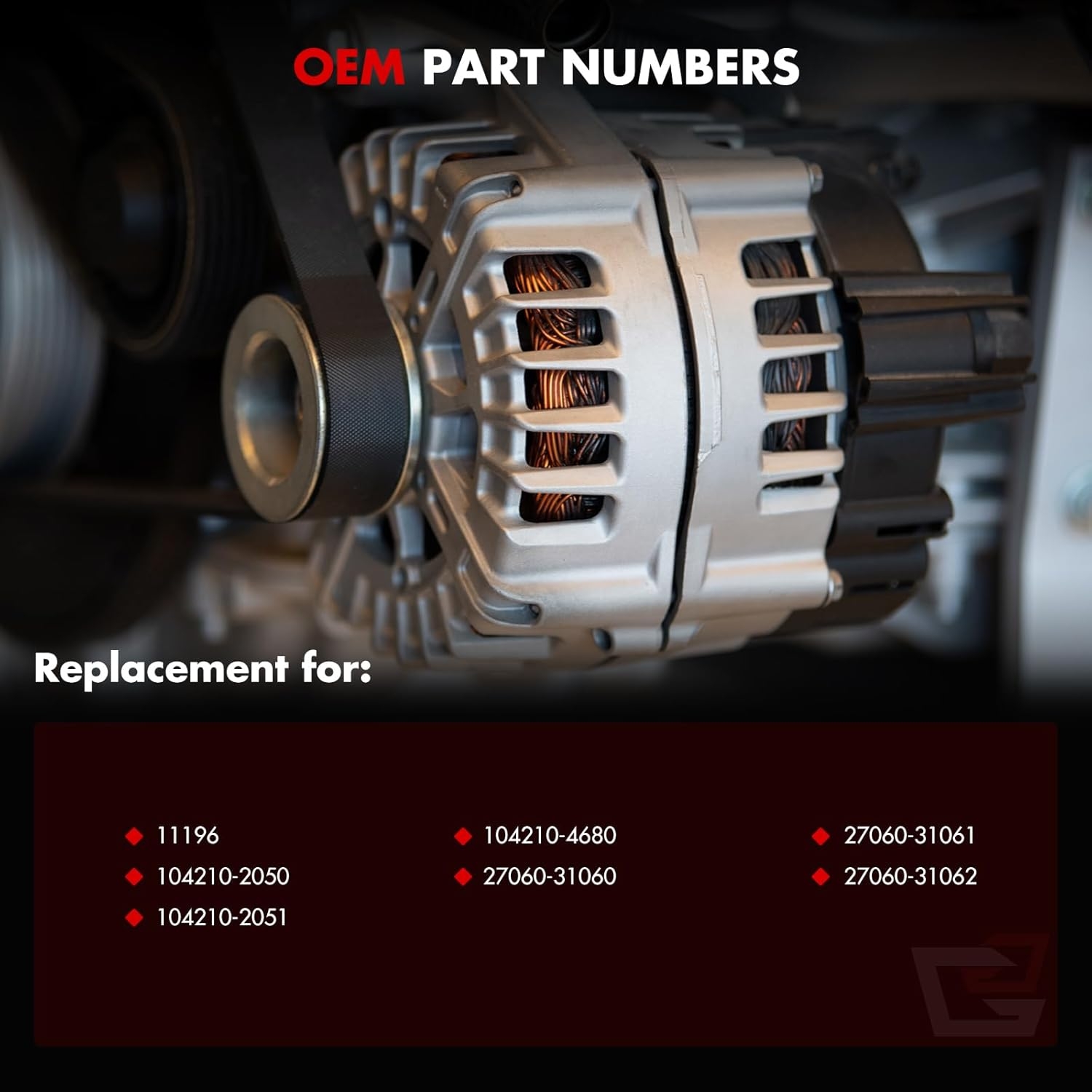 Alternator Compatible for Lexus for GS300 V6 3.0L 2006 for Lexus for GS350 V6 3.5L 2007 2009-2011 for Lexus for IS250 V6 2.5L 2006-2011, Replaces 27060-31060 104210-2050 - Image 4