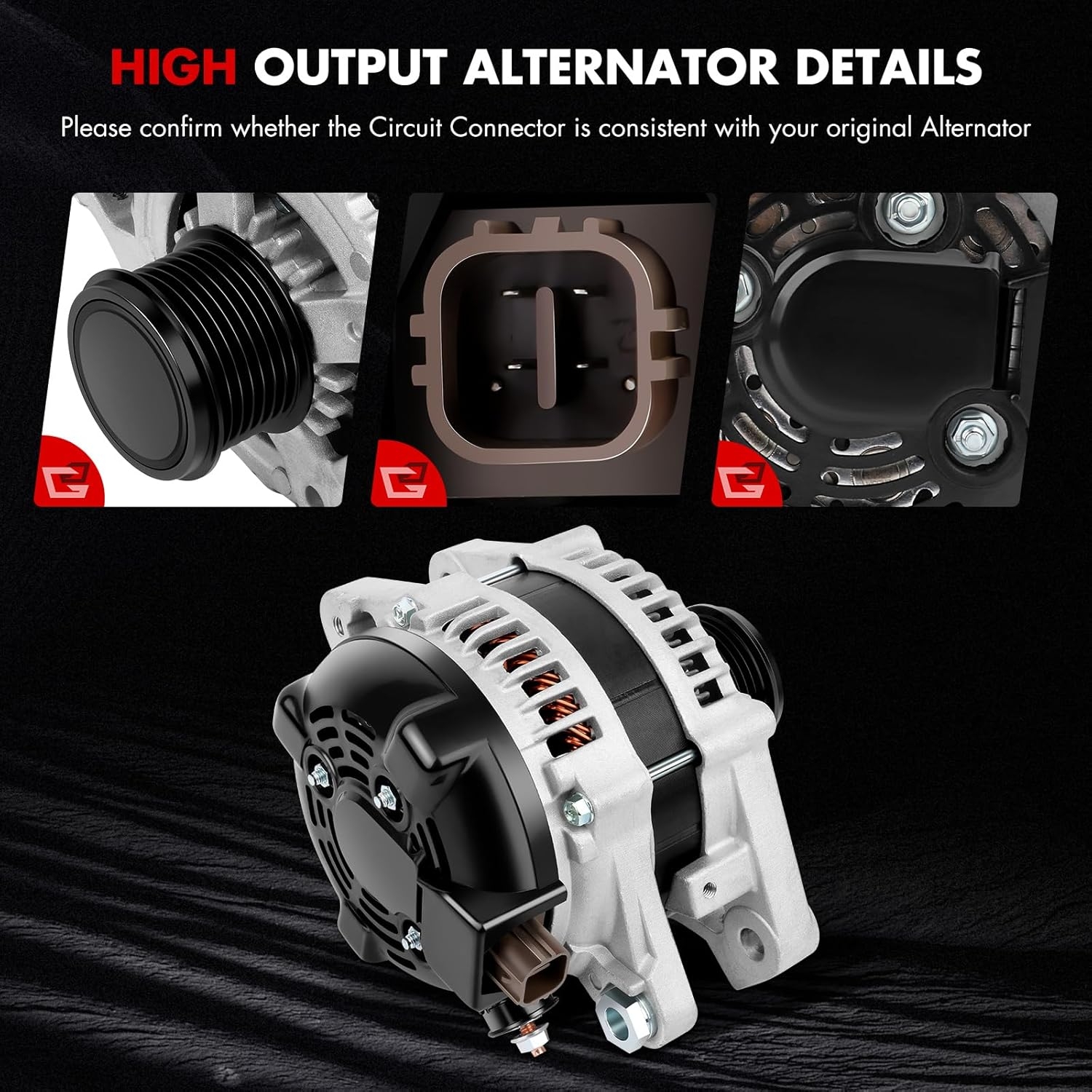 Alternator Compatible for Lexus for GS300 V6 3.0L 2006 for Lexus for GS350 V6 3.5L 2007 2009-2011 for Lexus for IS250 V6 2.5L 2006-2011, Replaces 27060-31060 104210-2050 - Image 5