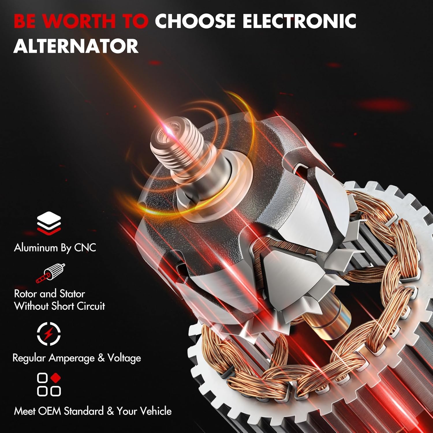 Alternator Compatible for Lexus for GS300 V6 3.0L 2006 for Lexus for GS350 V6 3.5L 2007 2009-2011 for Lexus for IS250 V6 2.5L 2006-2011, Replaces 27060-31060 104210-2050 - Image 6