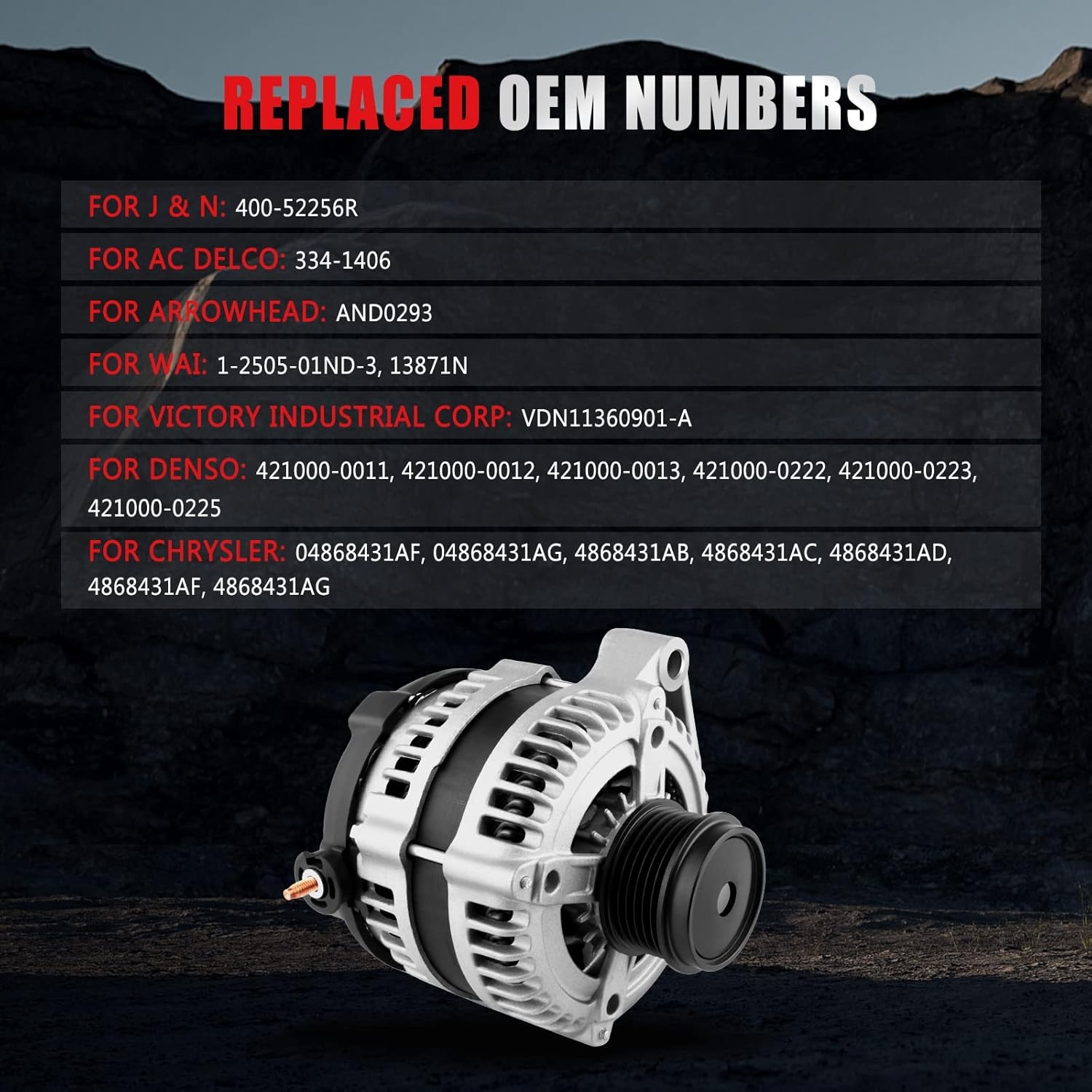 New Alternator Compatible with for Chrysler for Town & Country for Dodge for Grand Caravan 3.3L 3.8L 01-07, 12V 140AMP High Output Alternator OE AND0293 13871 421000-0011 - Image 3