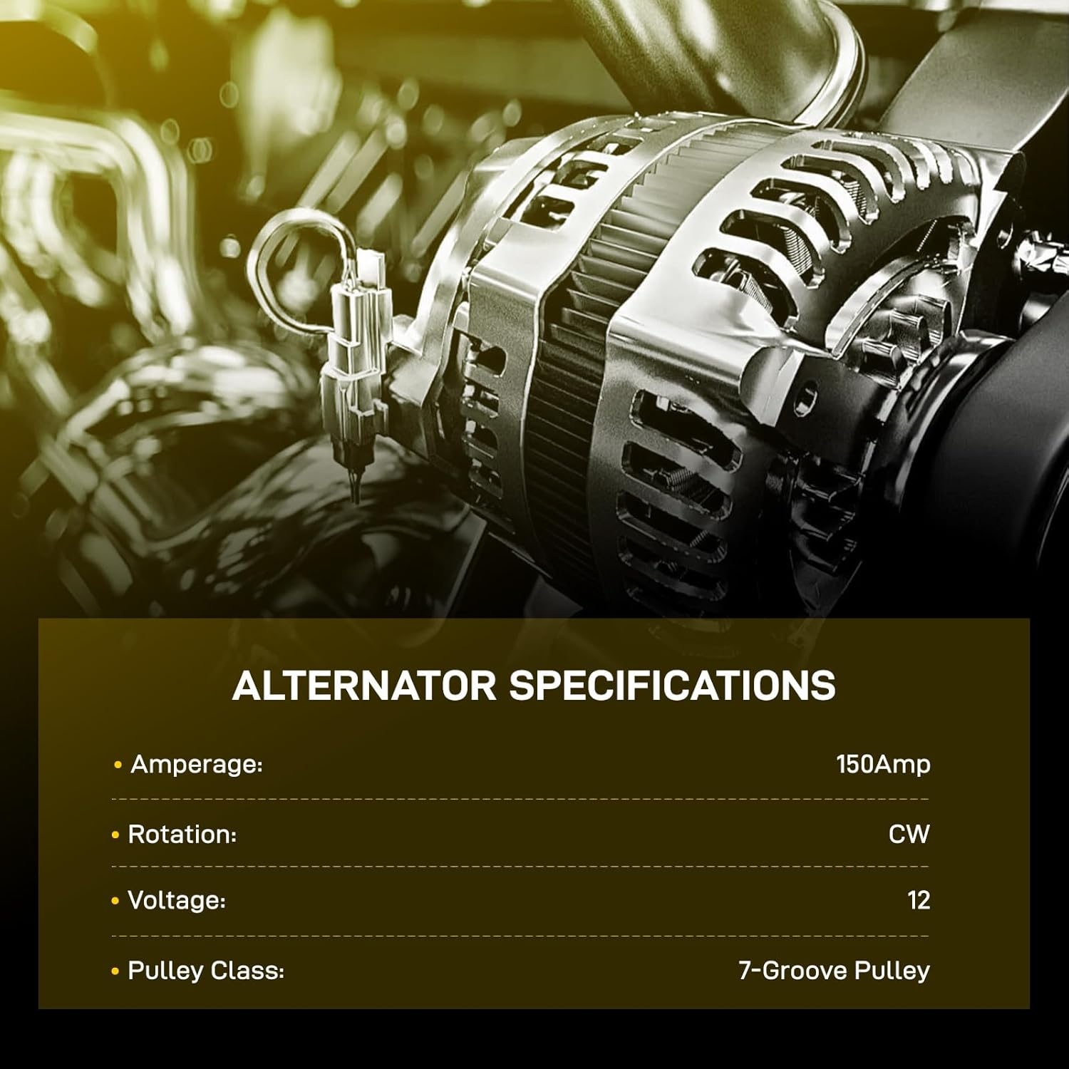 New Alternator Fit for 2007-2016 Toyota Sienna, 2011-2016 Highlander, 2010-2015 Venza, 2016-2018 Lexus ES350, 2010-2014 RX350, 3.5L 2.7L High Output 150A 12V CW 7-Groove Pulley, Replace 11326 94757 - Image 2