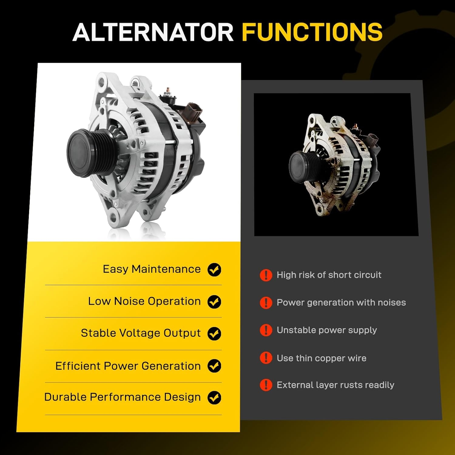 New Alternator Fit for 2007-2016 Toyota Sienna, 2011-2016 Highlander, 2010-2015 Venza, 2016-2018 Lexus ES350, 2010-2014 RX350, 3.5L 2.7L High Output 150A 12V CW 7-Groove Pulley, Replace 11326 94757 - Image 5