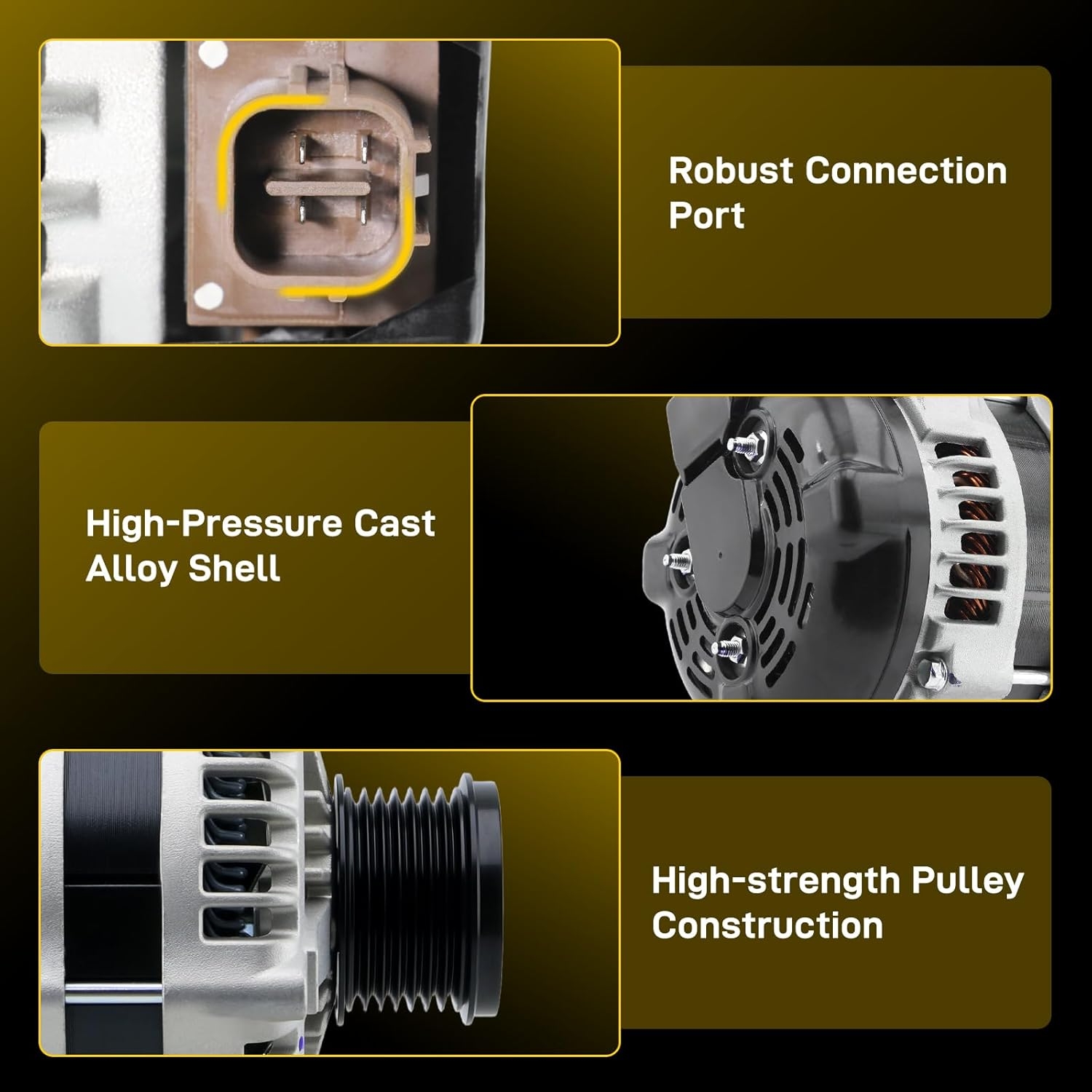 New Alternator Fit for 2007-2016 Toyota Sienna, 2011-2016 Highlander, 2010-2015 Venza, 2016-2018 Lexus ES350, 2010-2014 RX350, 3.5L 2.7L High Output 150A 12V CW 7-Groove Pulley, Replace 11326 94757 - Image 6