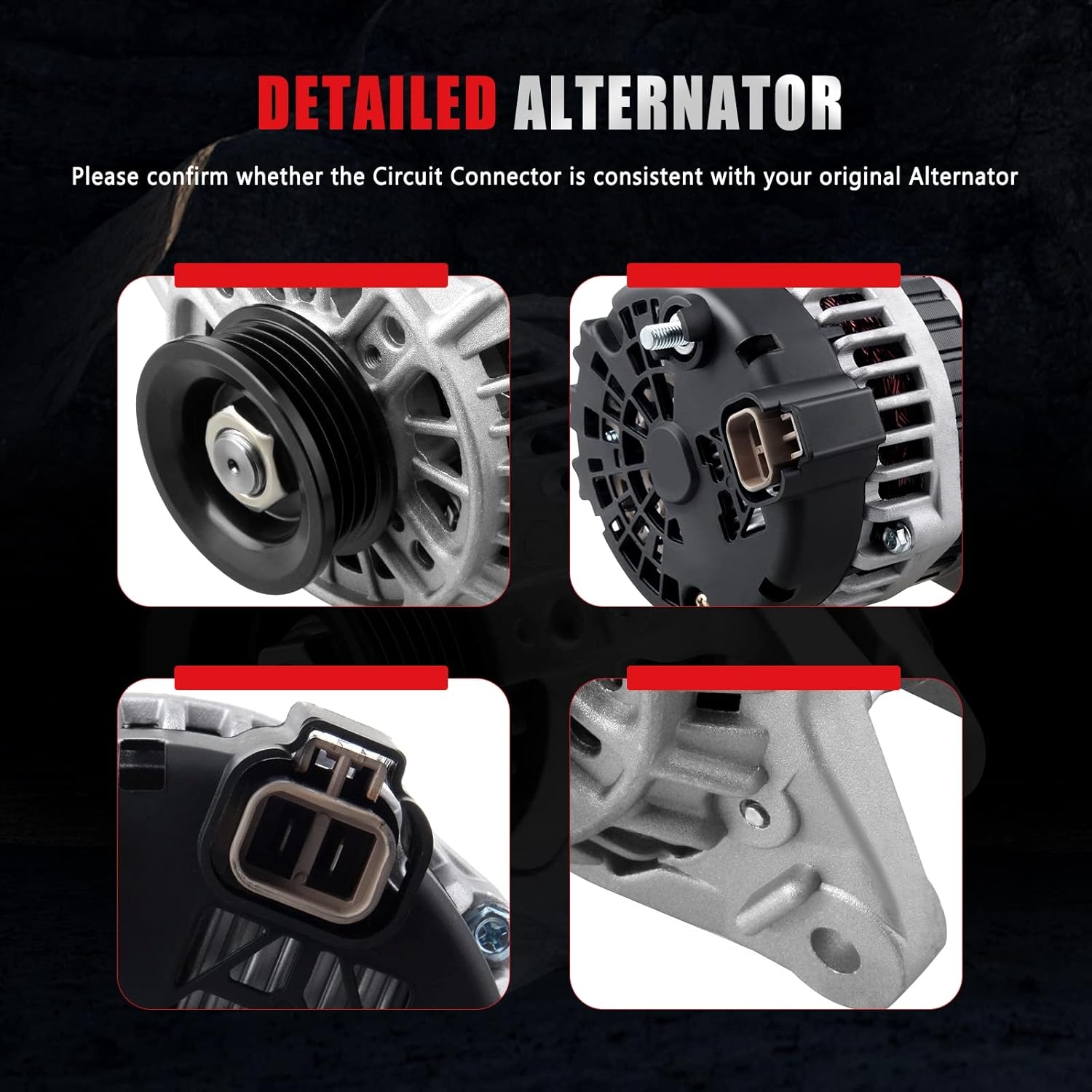 New Alternator Compatible for Hyundai Accent 2006-2009 1.6L for Tiburon 2004-2007 2.0L for Tucson 2006-2009 2.0L, 90AMP/12 Volt Alternator AVA0048 113657 37300-22650 2655023 - Image 5