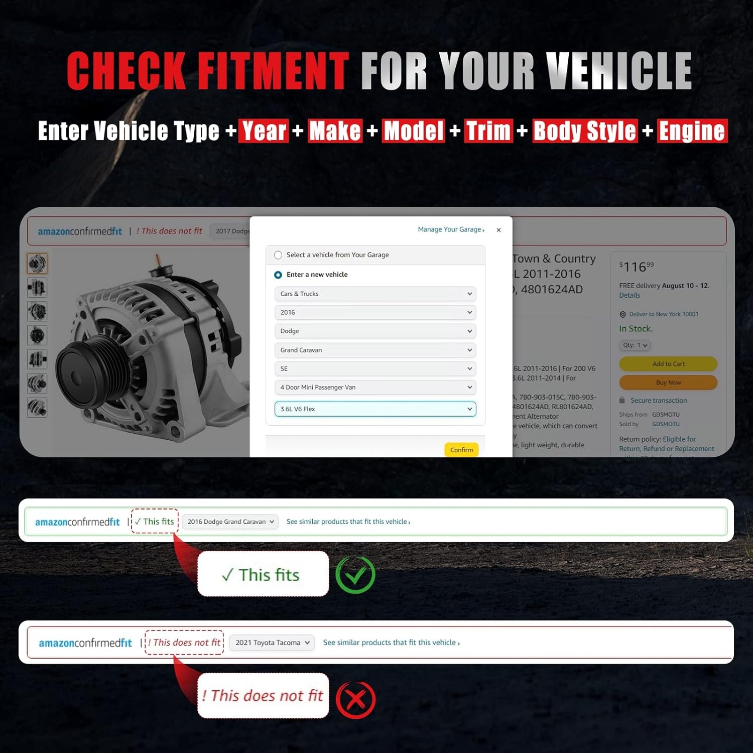 New Alternator Compatible for Hyundai Accent 2006-2009 1.6L for Tiburon 2004-2007 2.0L for Tucson 2006-2009 2.0L, 90AMP/12 Volt Alternator AVA0048 113657 37300-22650 2655023 - Image 7
