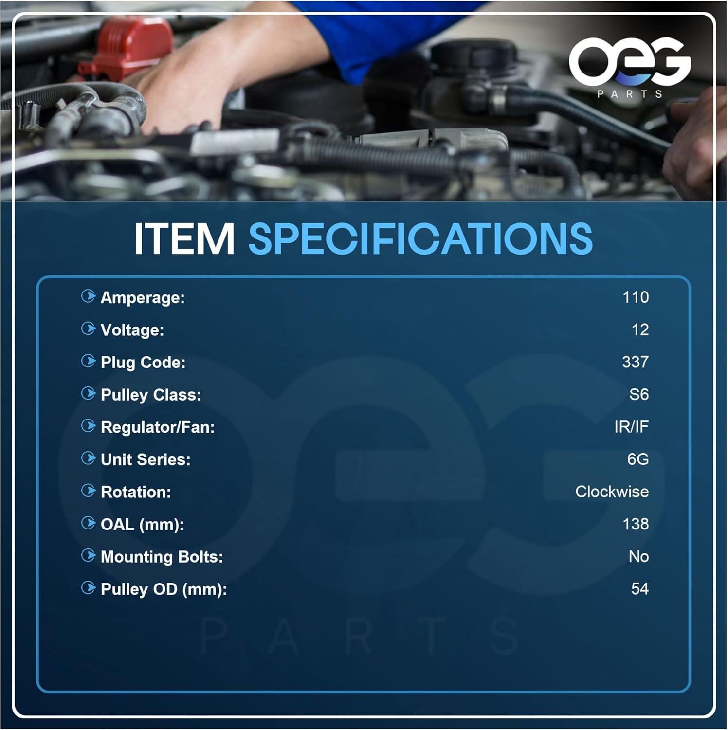 OEG Parts New Alternator Compatible With Ford Focus 2.0L 2.3L Auto Trans 2005 2006 2007 4S4T-10300-AC 4S4Z-10346-AB 7S4T-10300-AA 7S4Z-10346-A - Image 3