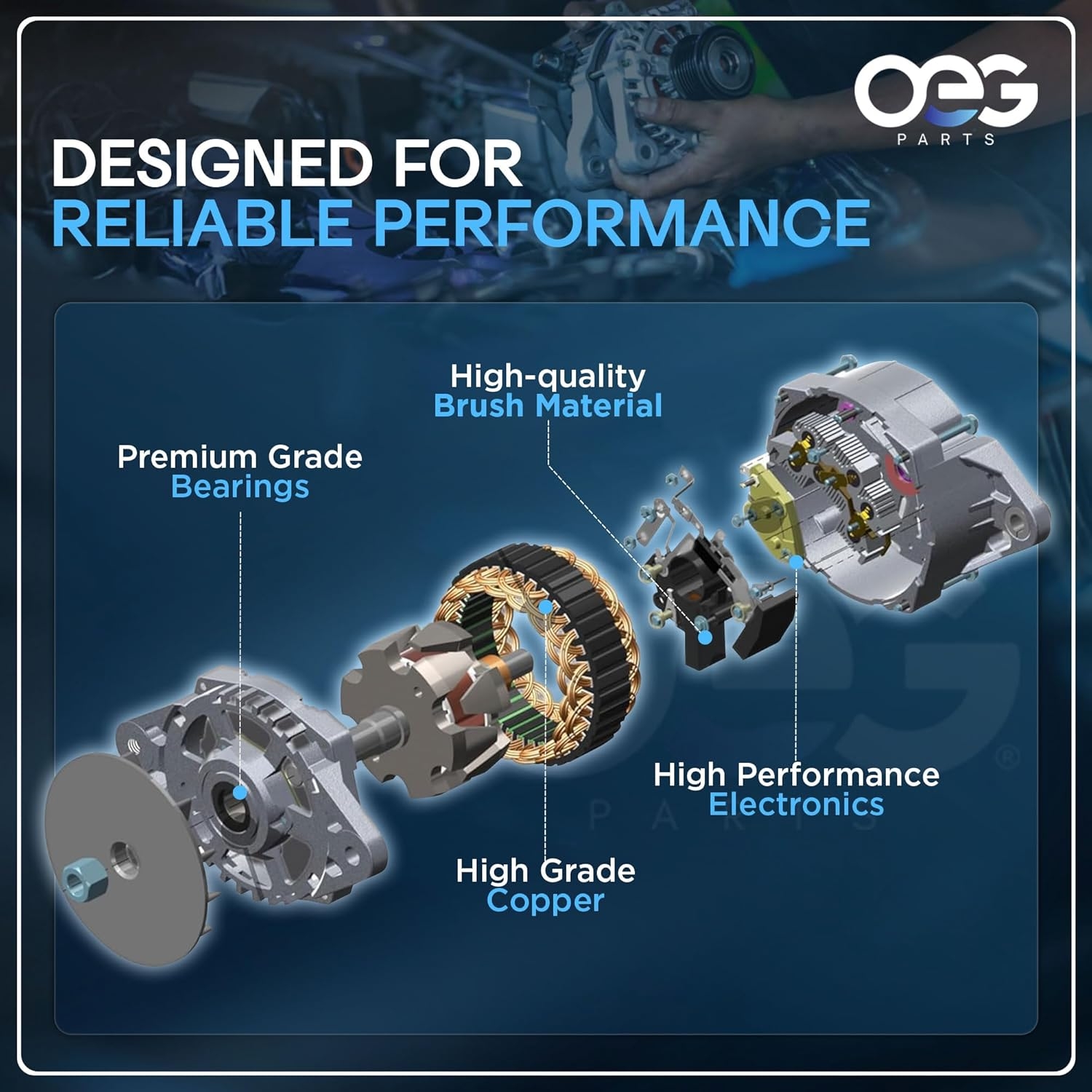 OEG Parts New Alternator Compatible With Ford Focus 2.0L 2.3L Auto Trans 2005 2006 2007 4S4T-10300-AC 4S4Z-10346-AB 7S4T-10300-AA 7S4Z-10346-A - Image 5