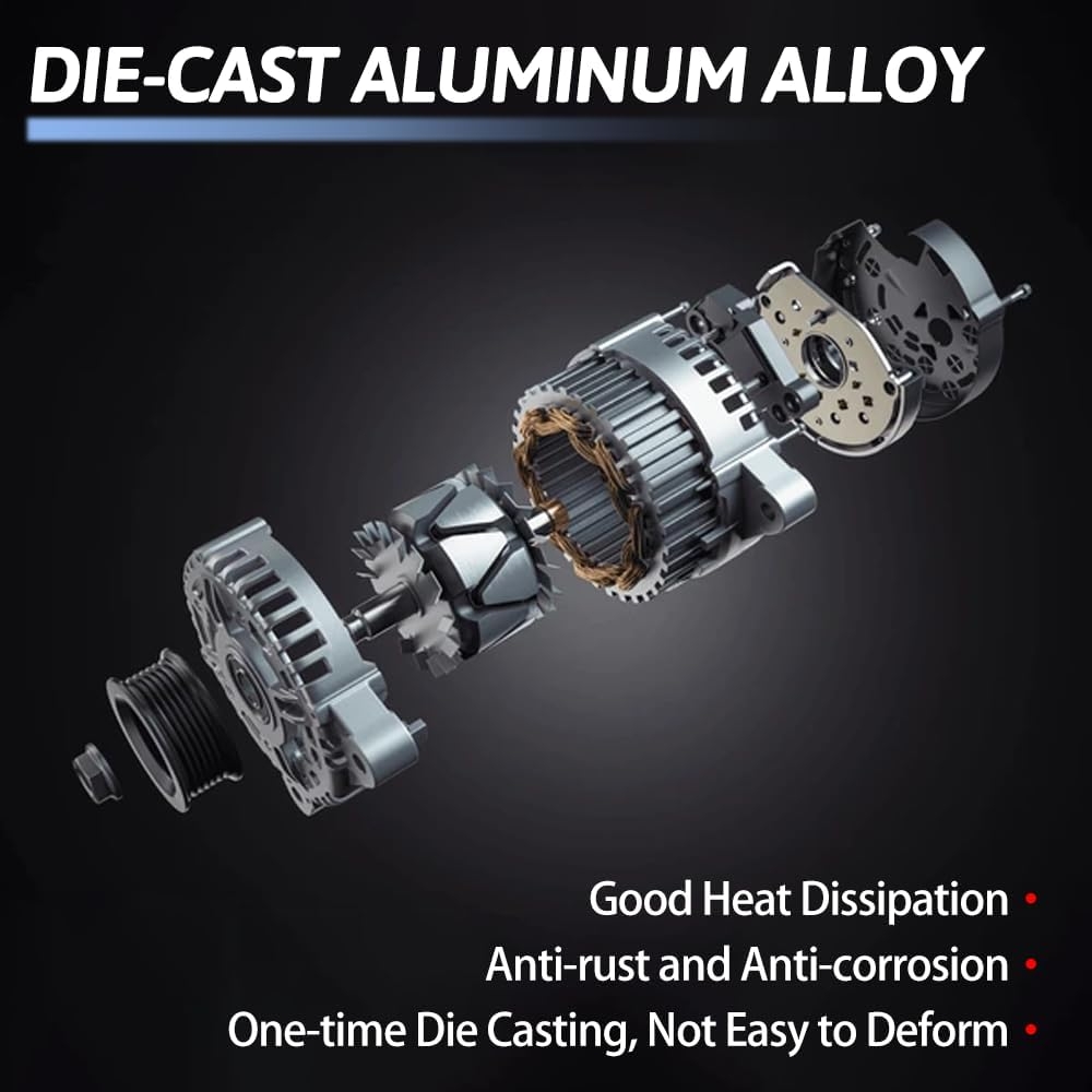 Alternator Replacement 23100-3TA1A Compatible with Nissan Altima 2013-2018 2.5L L4 Gas, 12V 110A 6-Groove Pulley CW Replace 231003TA1B - Image 6