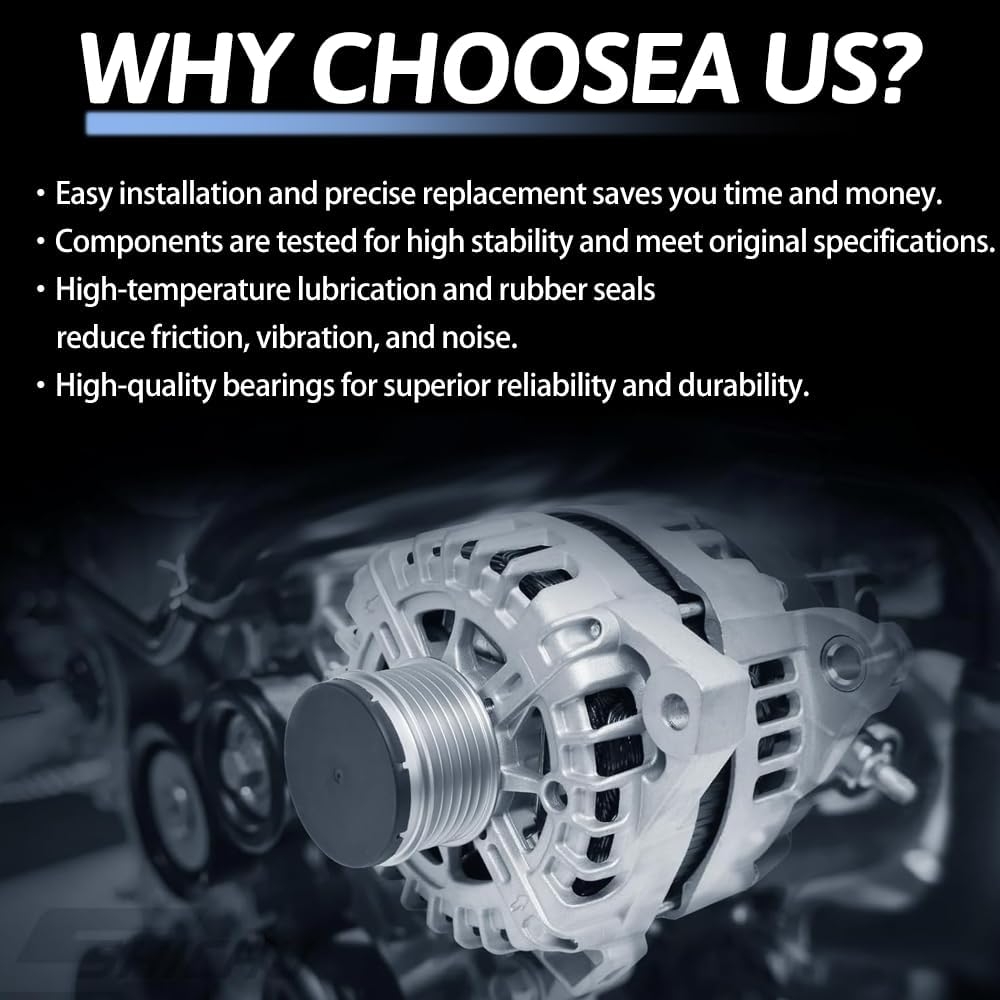 Alternator Replacement 23100-3TA1A Compatible with Nissan Altima 2013-2018 2.5L L4 Gas, 12V 110A 6-Groove Pulley CW Replace 231003TA1B - Image 7