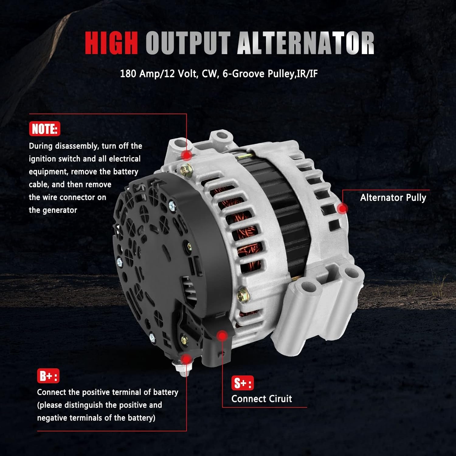 New Alternator Replacement for X3 2.5L 2007-2010 for 328i 2L 2012-2013 for 328xi 3L 2007-2008 for 528i xDrive 3L 2009-2010 for X5 4.8L 2007-2010 OE ABO0391 12-31-7-550-968 0-121-715-012 - Image 4