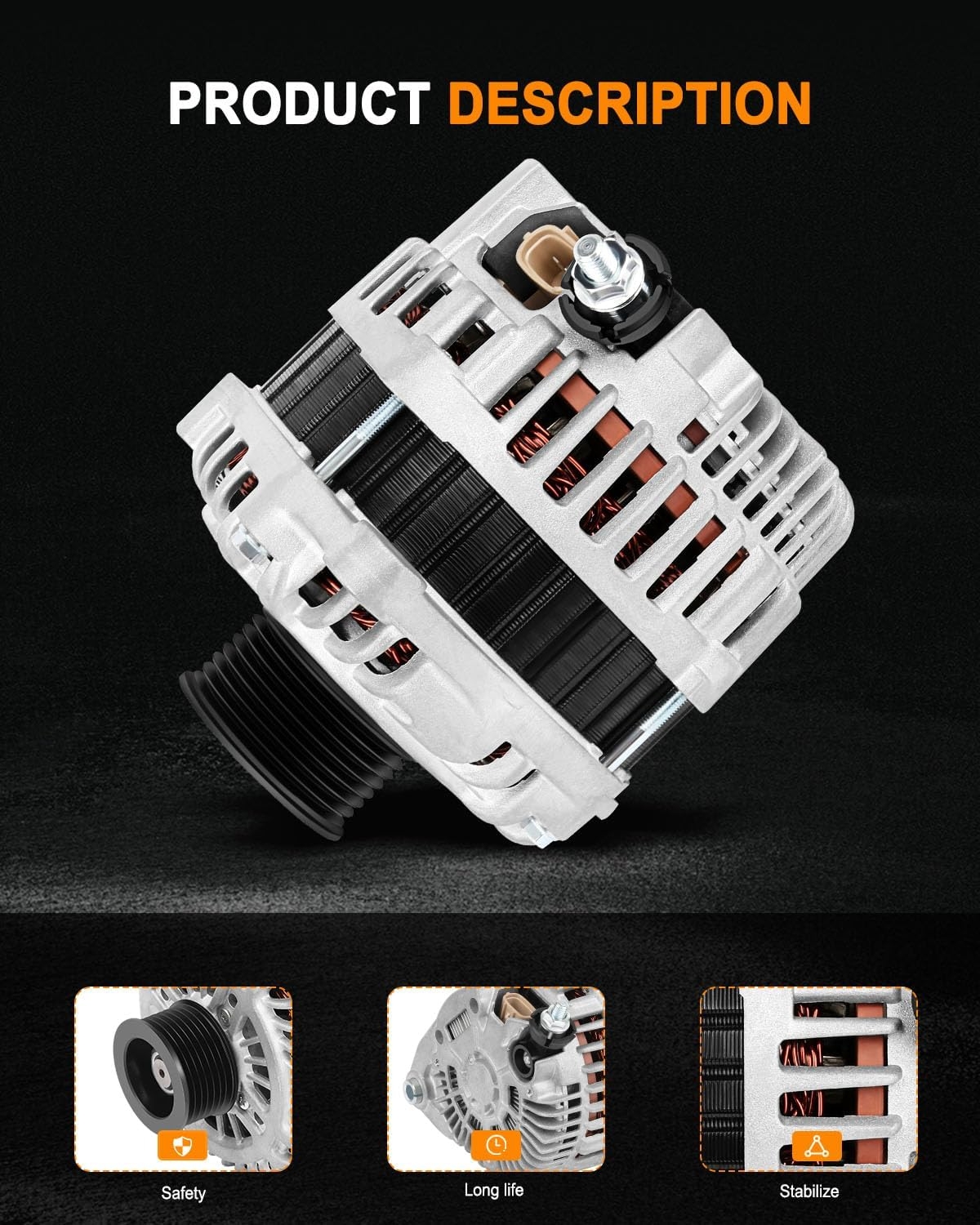 New Alternator Fit for 2007-2010 for Nissan Altima 2009-2010 for Nissan Maxima 2009-2014 for Nissan Murano 2011-2016 for Nissan Quest 3.5L, Replace OE 11341 11557 - Image 4