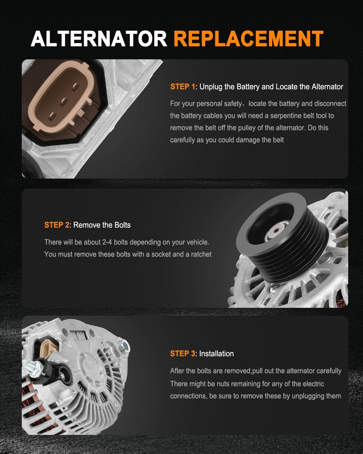 New Alternator Fit for 2007-2010 for Nissan Altima 2009-2010 for Nissan Maxima 2009-2014 for Nissan Murano 2011-2016 for Nissan Quest 3.5L, Replace OE 11341 11557 - Image 5