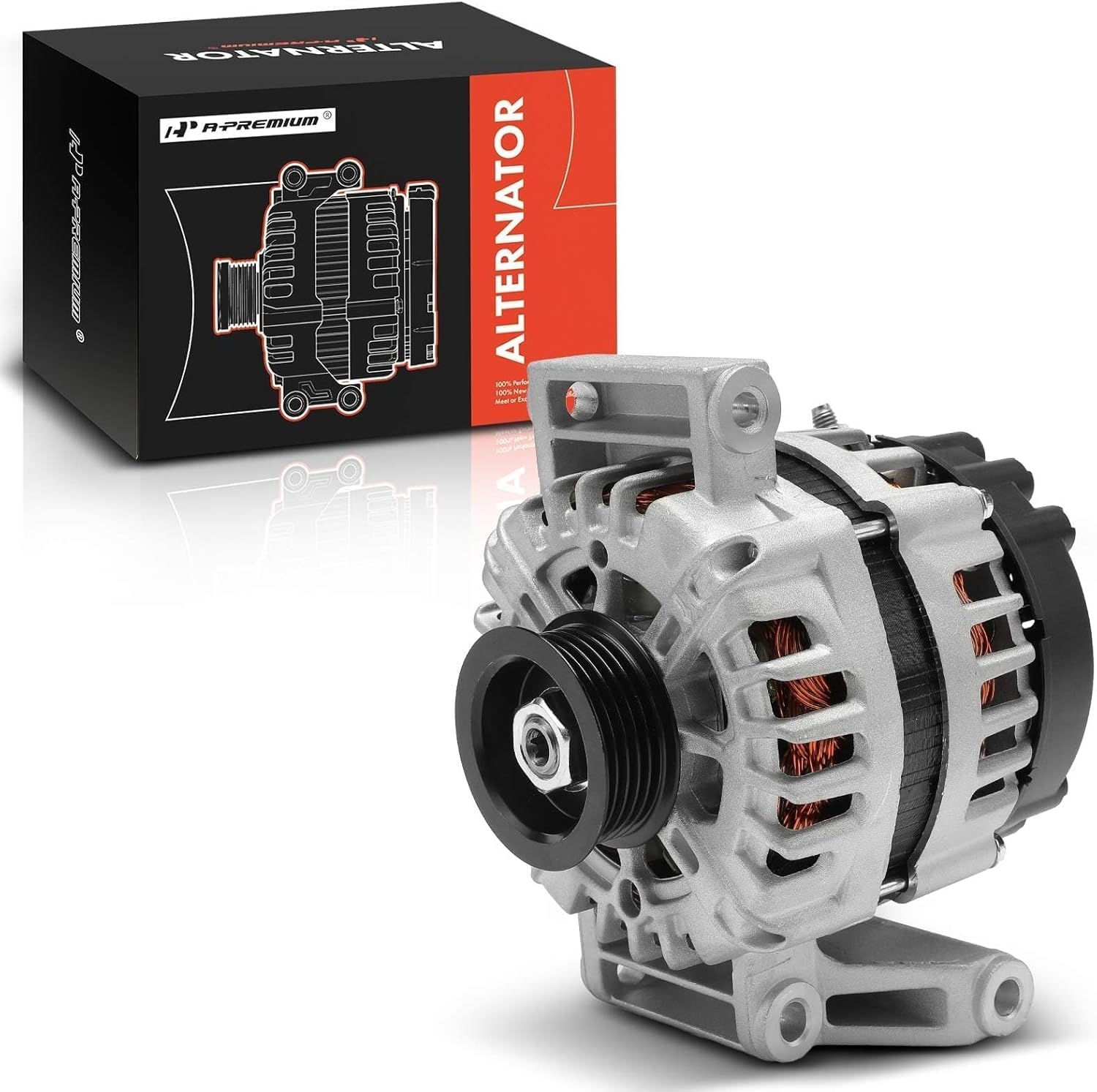 A-Premium Alternator Compatible with Chevrolet Malibu 2008-2012, Cobalt 2008-2010 - Pontiac G5 2008-2010 - Saturn Aura 2008-2009, Sky 2008-2008, Vue 2008-2010, 12V 125A, Replace 15828450 AVA0078