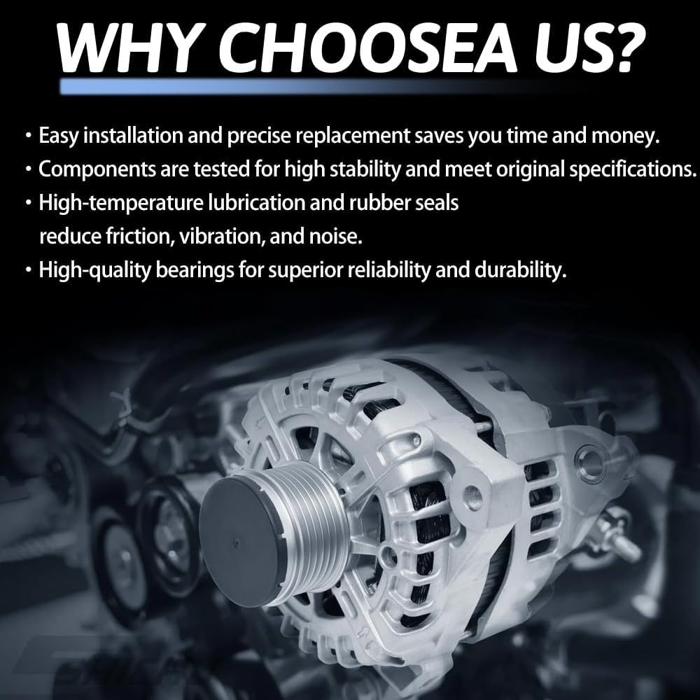 Alternator Replace 231004BA0B Compatible with Nissan Rogue 2014-2020 2.5L, for Nissan Rogue 2017-2019 2.0L,12V 120A 6-Groove Clutch Pulley Clockwise - Image 7