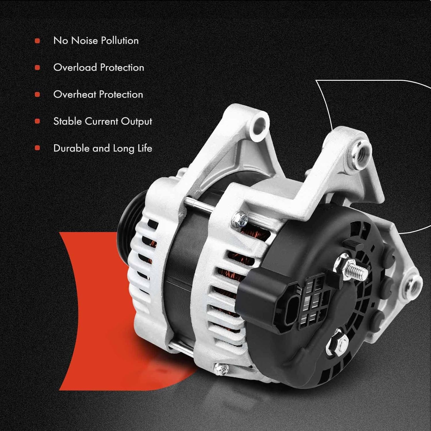 A-Premium Alternator Compatible with Chevrolet Sonic 2012 2013 2014 2015 2016 2017 2018, L4 1.8L, Manual Transmission, 12V 100Amp Clockwise 6-Groove Pulley, Replace 13502595, 13579667, 13595629 - Image 6