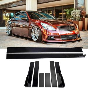 6 Pcs Universal Car Side Skirts 86.6″ Car Rocker Panels Body Kit Side Skirt Compatible with BMW Infiniti G37 Q50 Chevy Camaro Honda Civic Accord Camry Ford Mazda (Gloss Black)