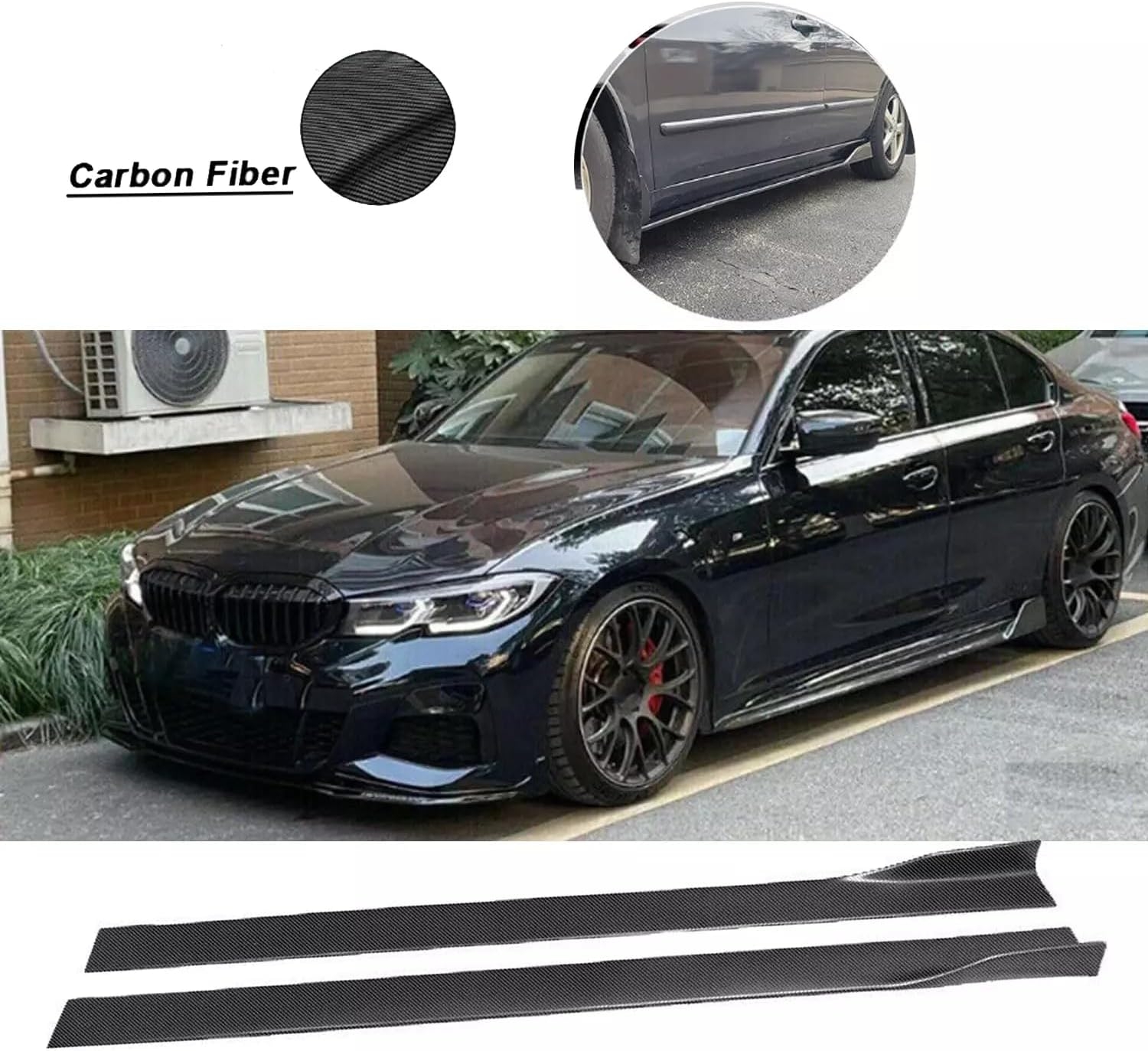 6 Pcs Universal Car Side Skirts 86.6" Car Rocker Panels Body Kit Side Skirt Compatible with BMW Infiniti G37 Q50 Chevy Camaro Honda Civic Accord Camry Ford Mazda (Gloss Black) - Image 11