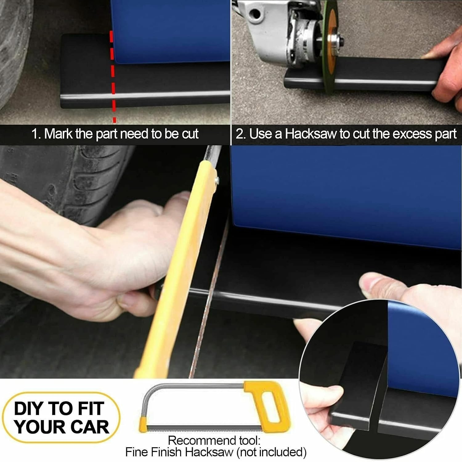 6 Pcs Universal Car Side Skirts 86.6" Car Rocker Panels Body Kit Side Skirt Compatible with BMW Infiniti G37 Q50 Chevy Camaro Honda Civic Accord Camry Ford Mazda (Gloss Black) - Image 16