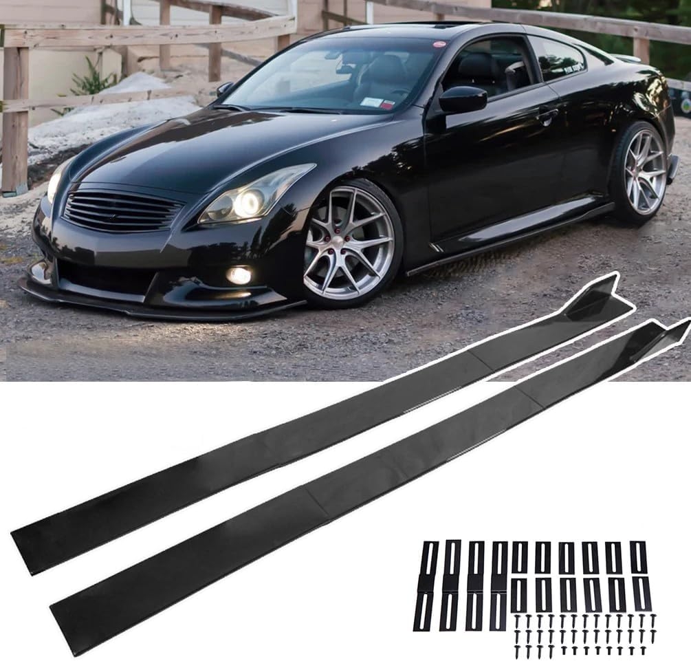 6 Pcs Universal Car Side Skirts 86.6" Car Rocker Panels Body Kit Side Skirt Compatible with BMW Infiniti G37 Q50 Chevy Camaro Honda Civic Accord Camry Ford Mazda (Gloss Black) - Image 18