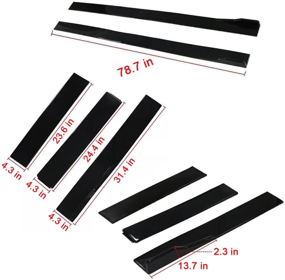 6 Pcs Universal Car Side Skirts 86.6" Car Rocker Panels Body Kit Side Skirt Compatible with BMW Infiniti G37 Q50 Chevy Camaro Honda Civic Accord Camry Ford Mazda (Gloss Black) - Image 19