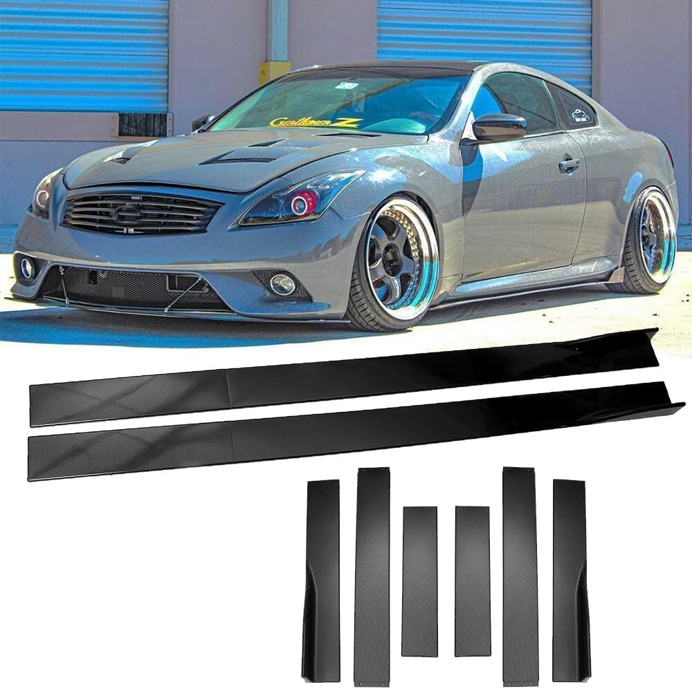 6 Pcs Universal Car Side Skirts 86.6" Car Rocker Panels Body Kit Side Skirt Compatible with BMW Infiniti G37 Q50 Chevy Camaro Honda Civic Accord Camry Ford Mazda (Gloss Black) - Image 25