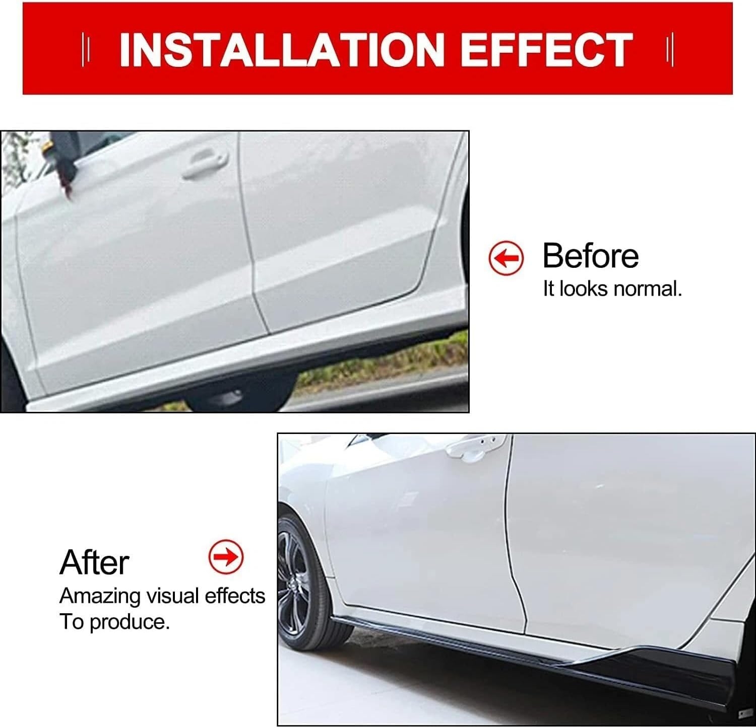 6 Pcs Universal Car Side Skirts 86.6" Car Rocker Panels Body Kit Side Skirt Compatible with BMW Infiniti G37 Q50 Chevy Camaro Honda Civic Accord Camry Ford Mazda (Gloss Black) - Image 28